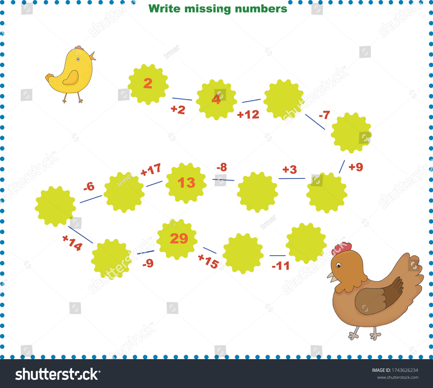 Math Educational Games Children Fill Line Stock Vector (Royalty pertaining to Chicken Missing Numbers Worksheet