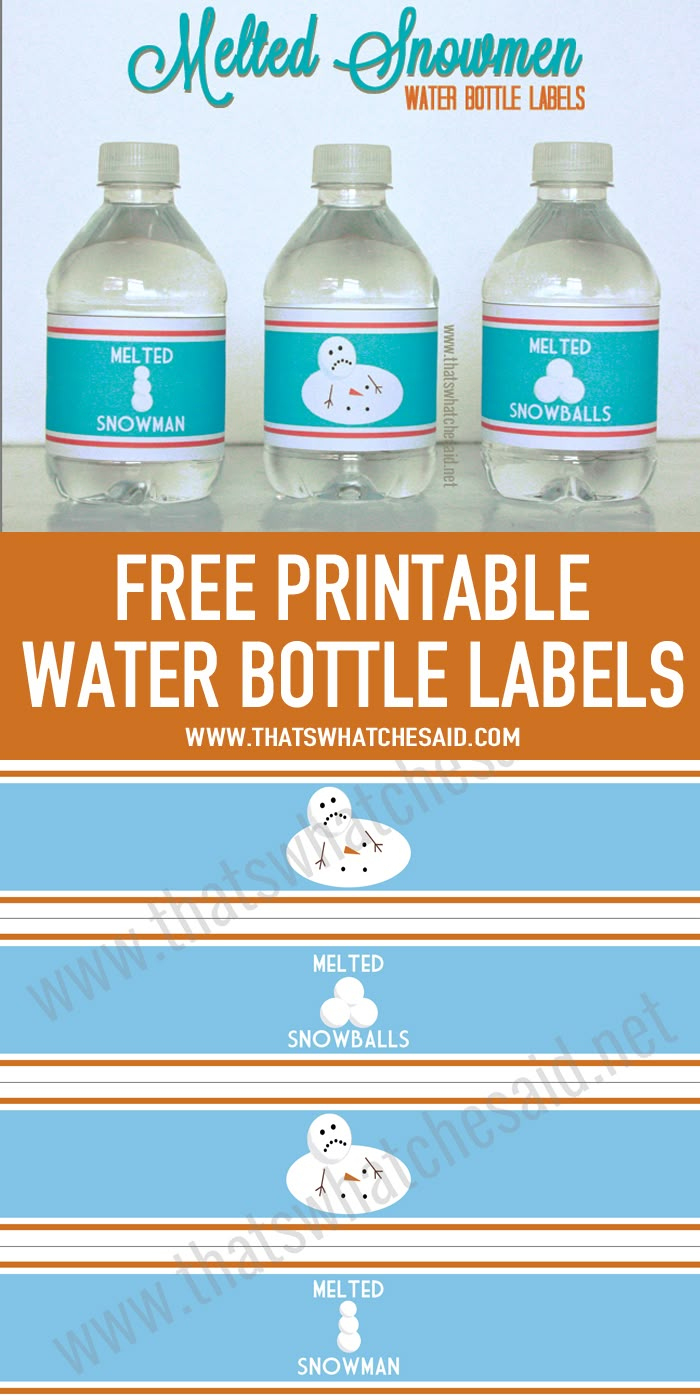 Melted Snowman Water Bottle Labels with Melted Snowman Water Bottle Labels Free Printable
