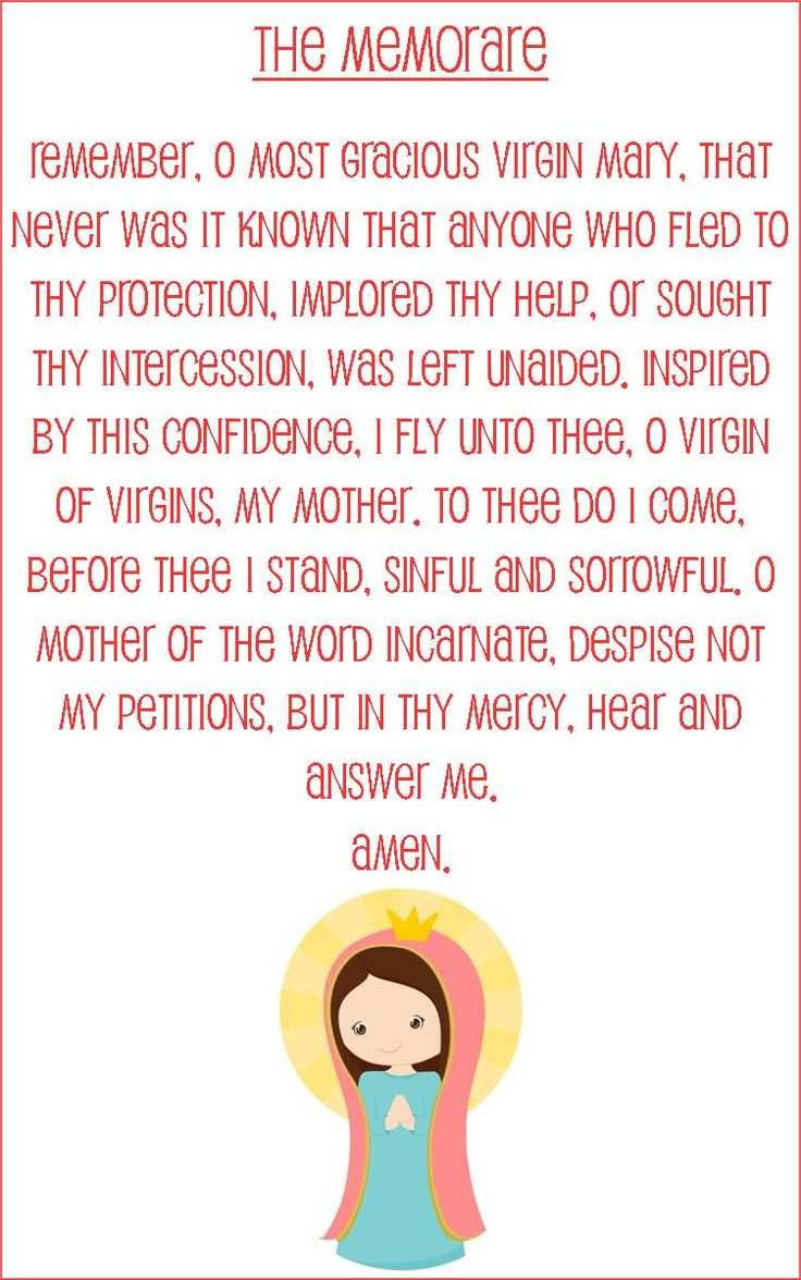 Memorare Prayer Card For Kids (Half Sheet Size) inside Free Printable Memorare Prayer Printable