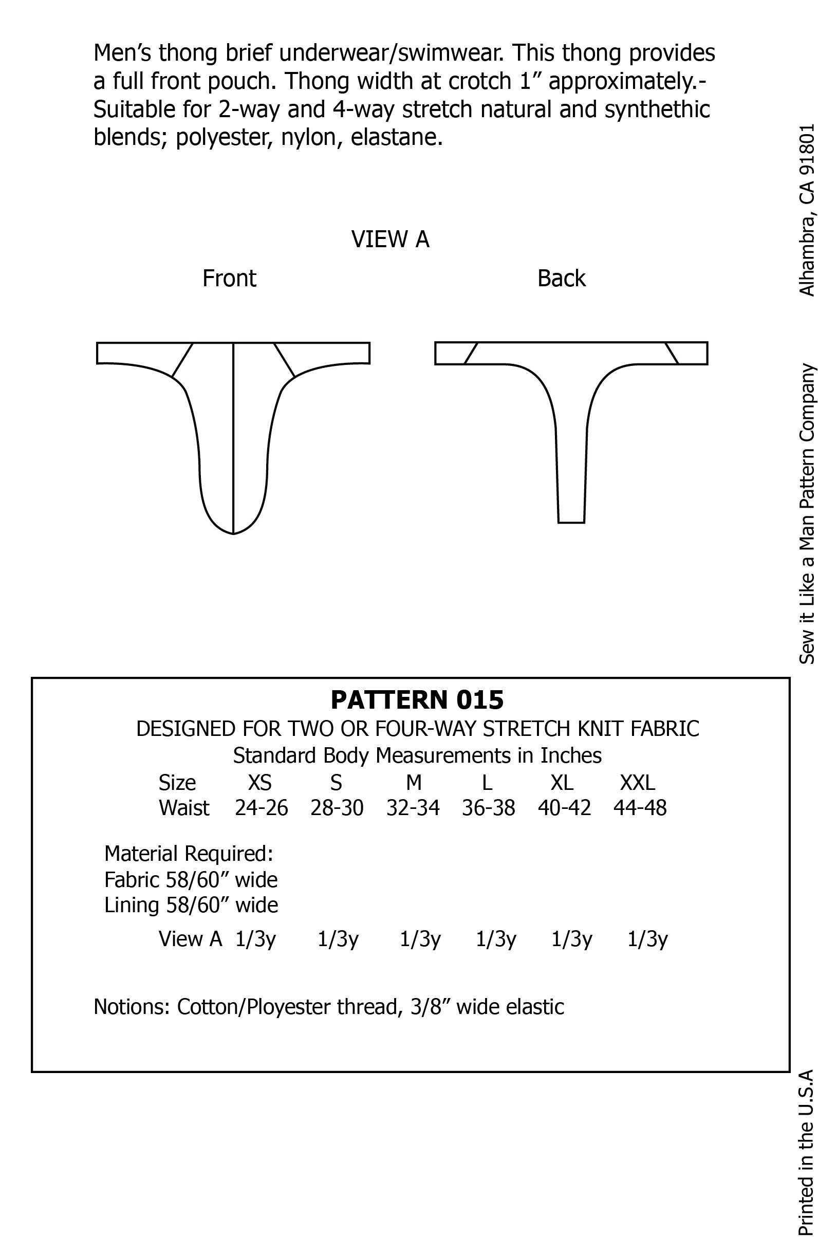 Mens Swim Thong Posing Underwear Sewing Pattern Pdf - Etsy Hong Kong with regard to Printable Mens Thong Sewing Pattern Free