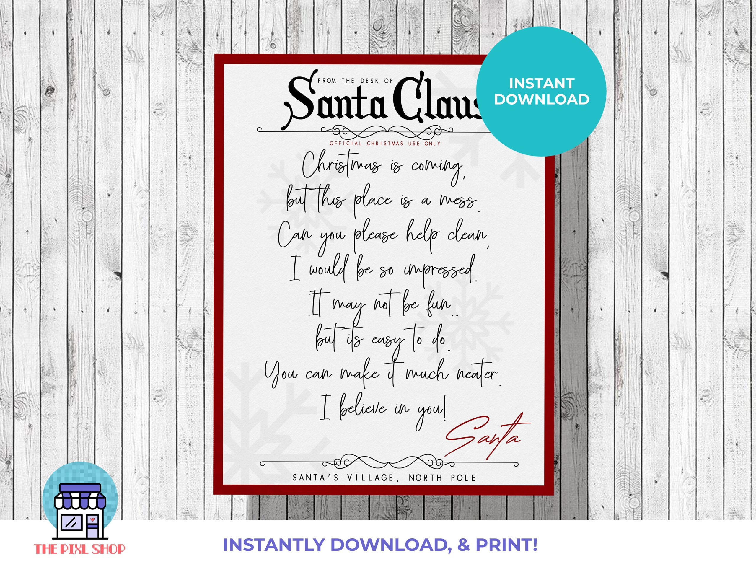 Messy Room | Letter From Santa | Clean Your Room | Printable - Etsy with regard to Elf On The Shelf Clean Your Room Printable