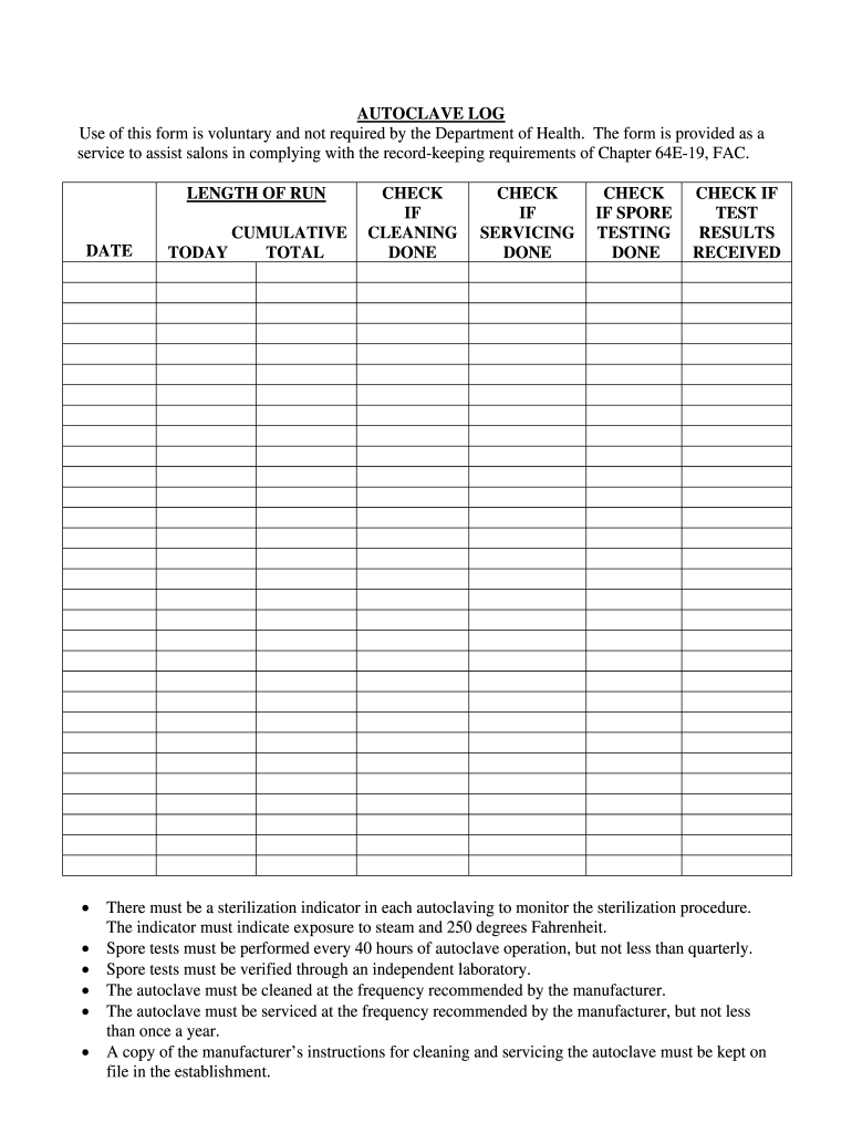 Midmark Autoclave Maintenance Log Sheet: Fill Out &amp;amp; Sign Online in Free Printable Monthly Autoclave Maintenance Autoclave Cleaning Log Template