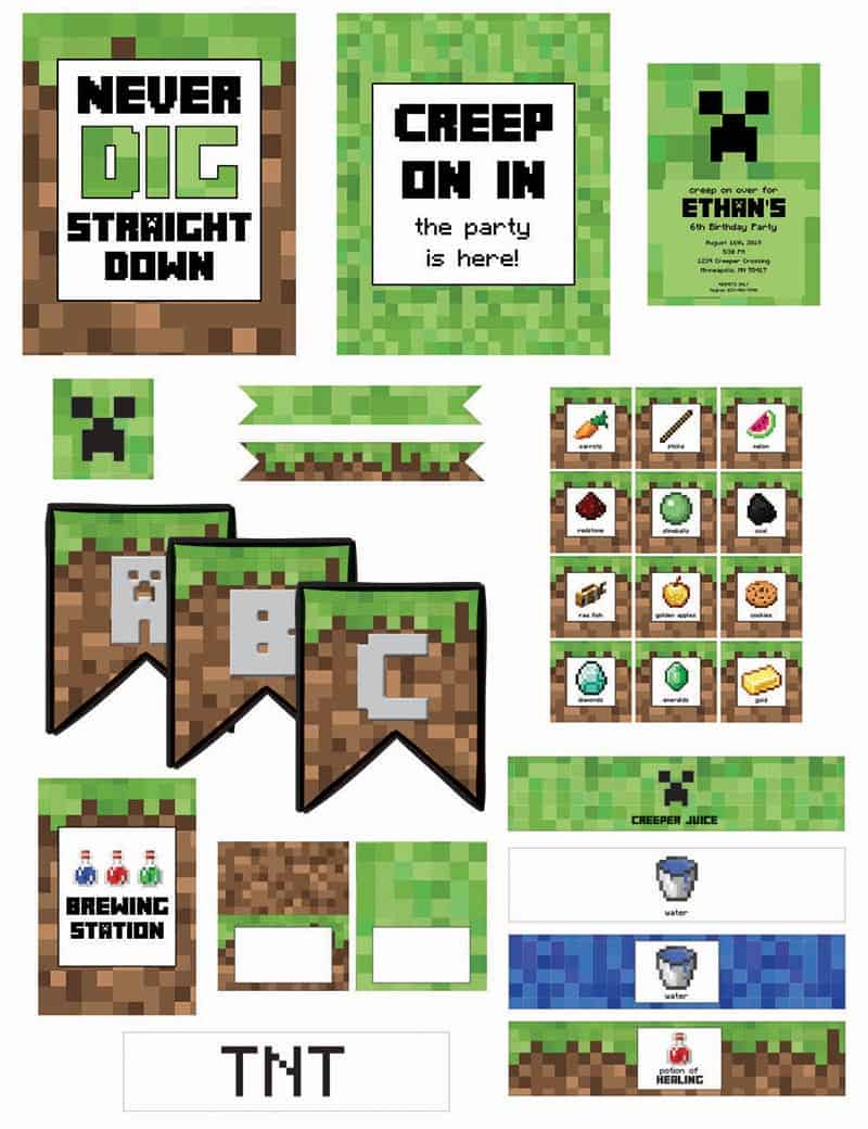 Minecraft Birthday Party (With Free Printables) - Elva M Design Studio for Minecraft Birthday Printables Free