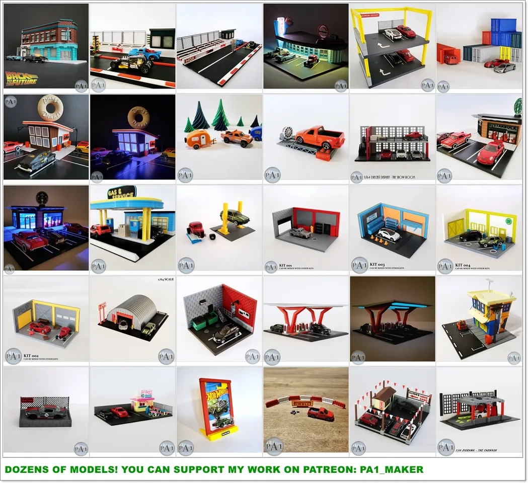 Mini Garage Diorama For 1/64 Scale Diecasts - Optimized For Fdm for Free Printable 1 64 Diorama