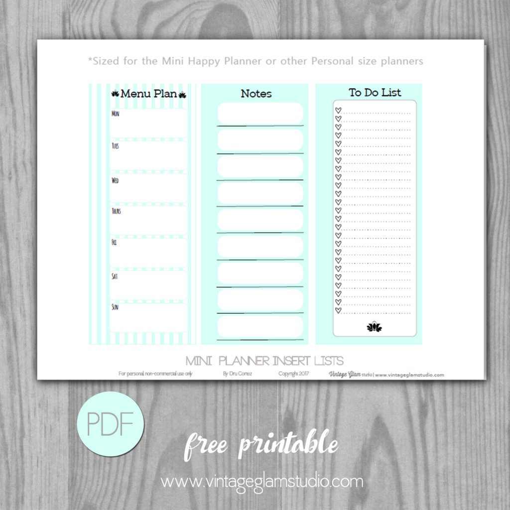 Mini Happy Planner - Checklist Inserts - within Free Mini Happy Planner Printable Inserts