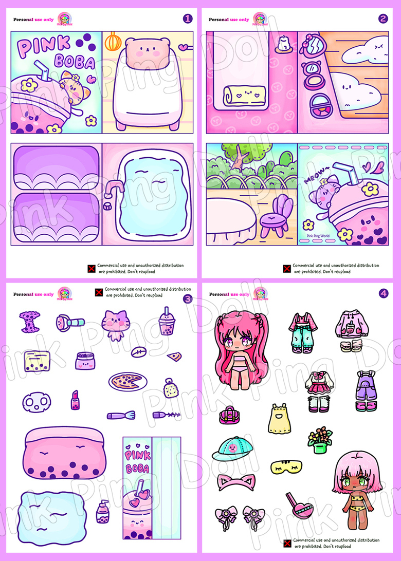 Miniature Pink Boba Squishy Book Diy/Quiet Book/Playbook regarding Diy Squishy Book Free Printable