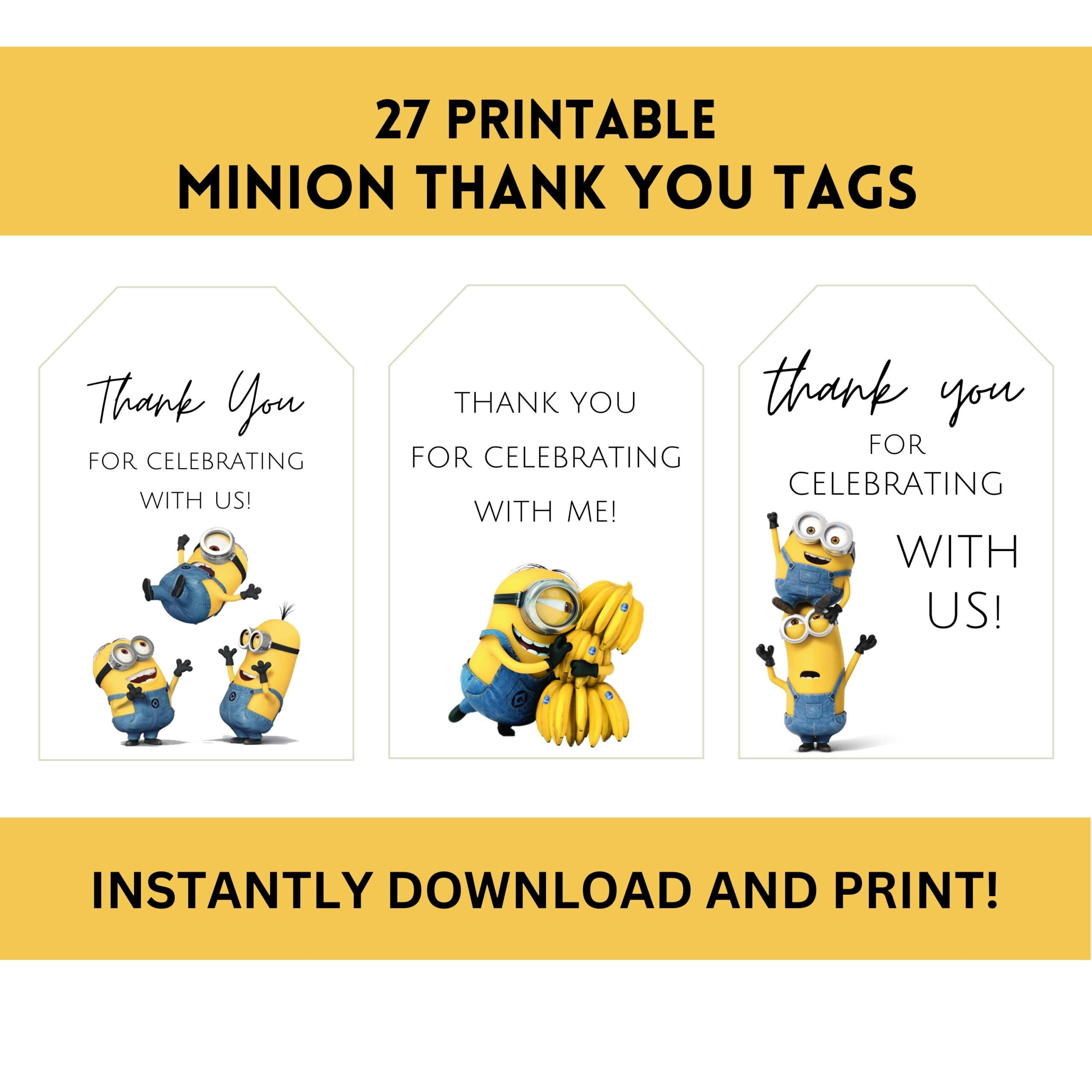 Minion Printable Tag - Etsy for Minion Gift Tags Free Printable