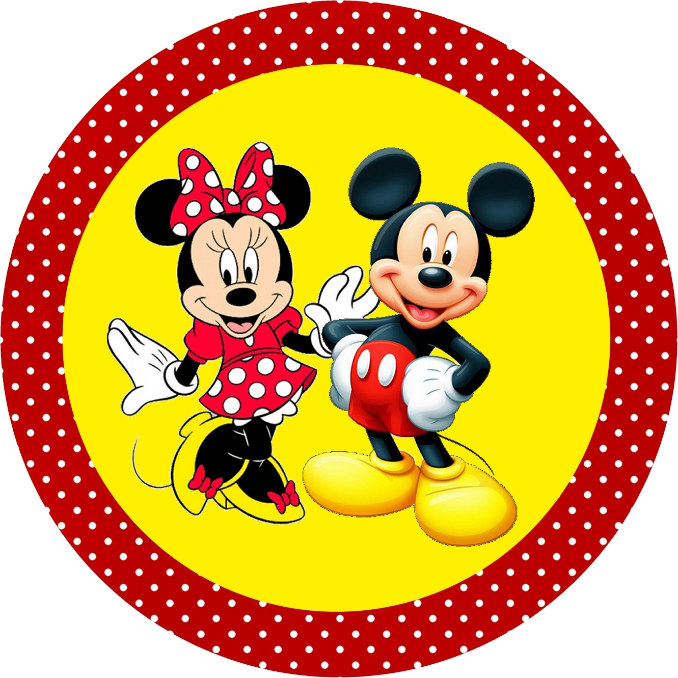 Minnie And Mickey In Red: Free Printable Birthday Cupcake Wrappers with Free Printable Mickey Mouse Cake Topper Printable