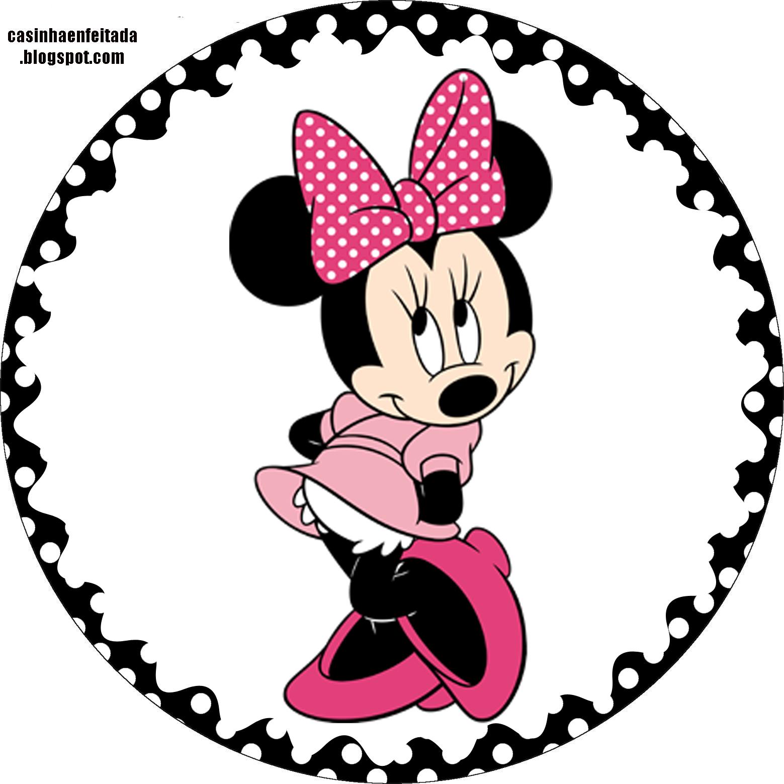 Minnie In Pink With Withe Polka Dots Party: Free Printable Cupcake pertaining to Minnie Mouse Cupcake Toppers Free Printable