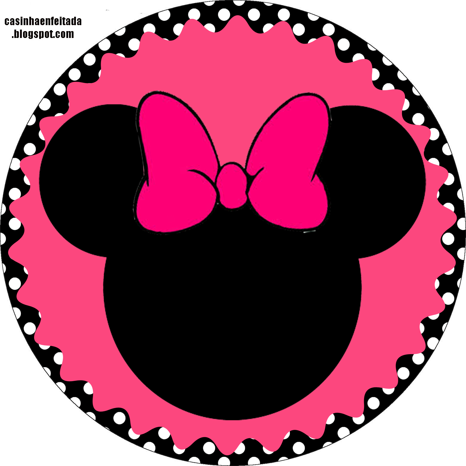 Minnie In Pink With Withe Polka Dots Party: Free Printable Cupcake with Minnie Mouse Cupcake Toppers Free Printable