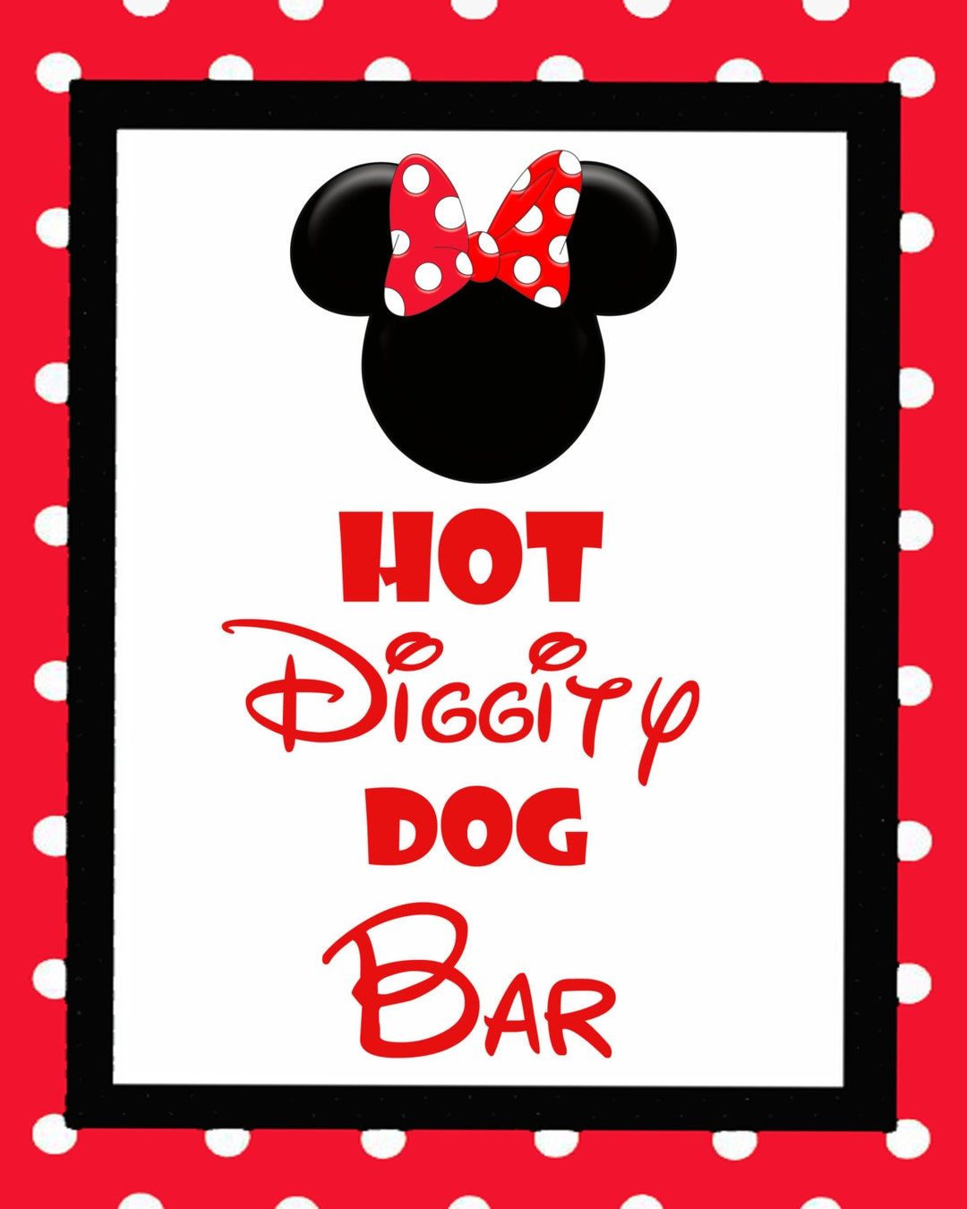Minnie Mouse Hot Diggity Dog Bar Sign - Etsy regarding Hot Diggity Dog Bar Sign Free Printable