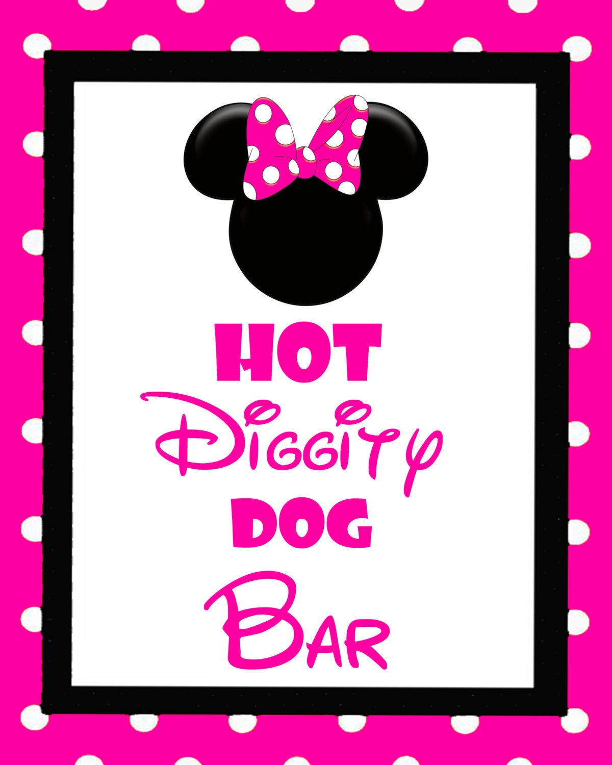 Minnie Mouse Hot Diggity Dog Bar Sign - Etsy throughout Hot Diggity Dog Bar Free Printable
