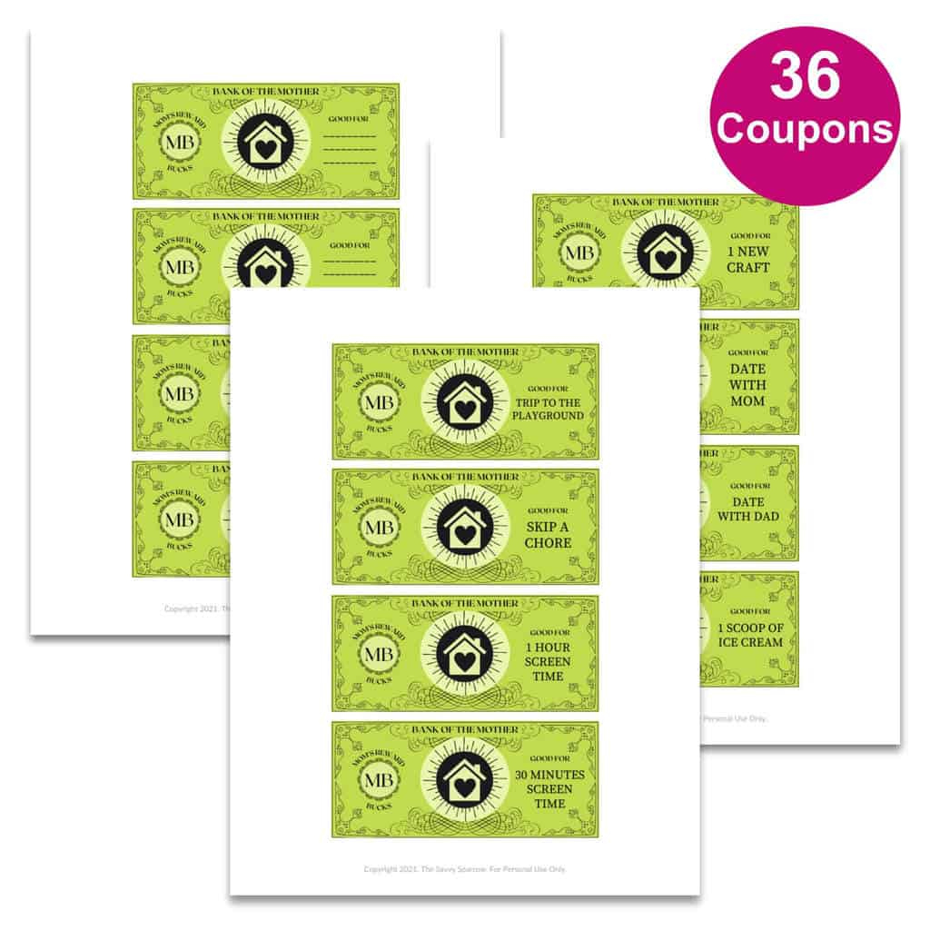 Mom Bucks - Awesome Printable Reward Coupons For Kids! in Free Printable Chore Bucks