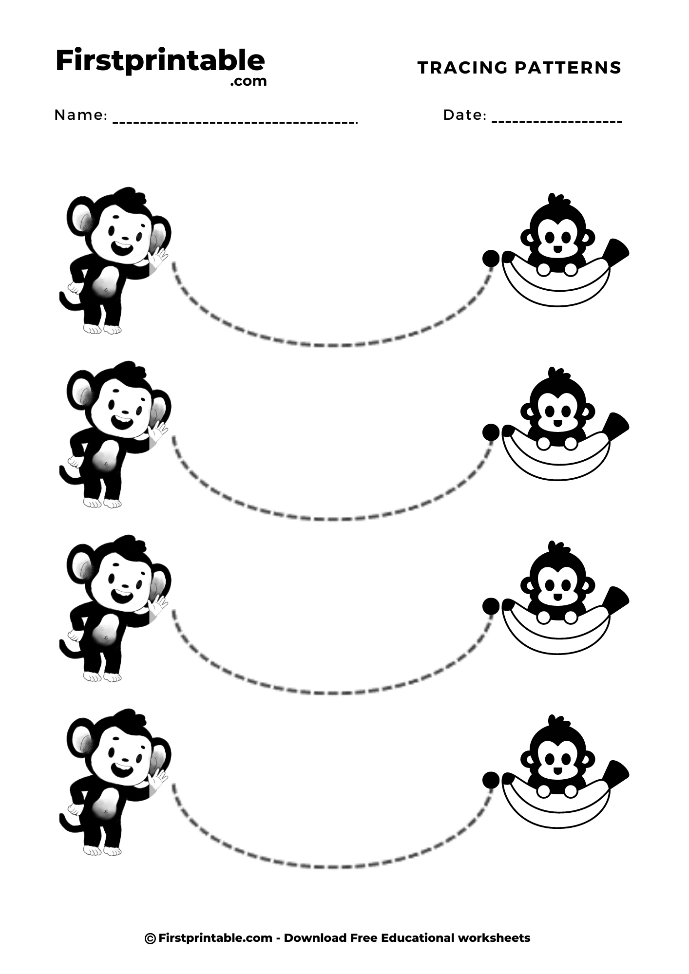 Montessori Practice Worksheet Pattern Curve Line - 2 Pages regarding Montessori Free Printable Worksheets