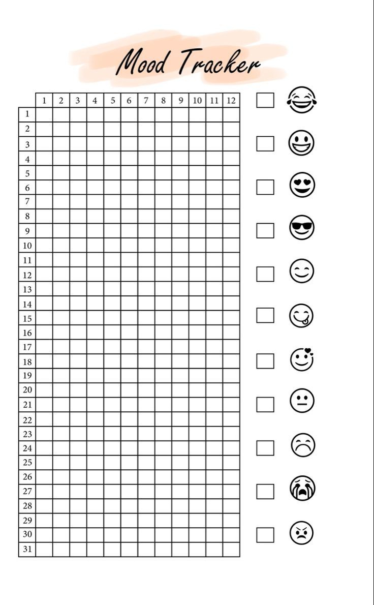 Mood Tracker Printable Worksheet regarding Free Printable Mood Tracker Bullet Journal