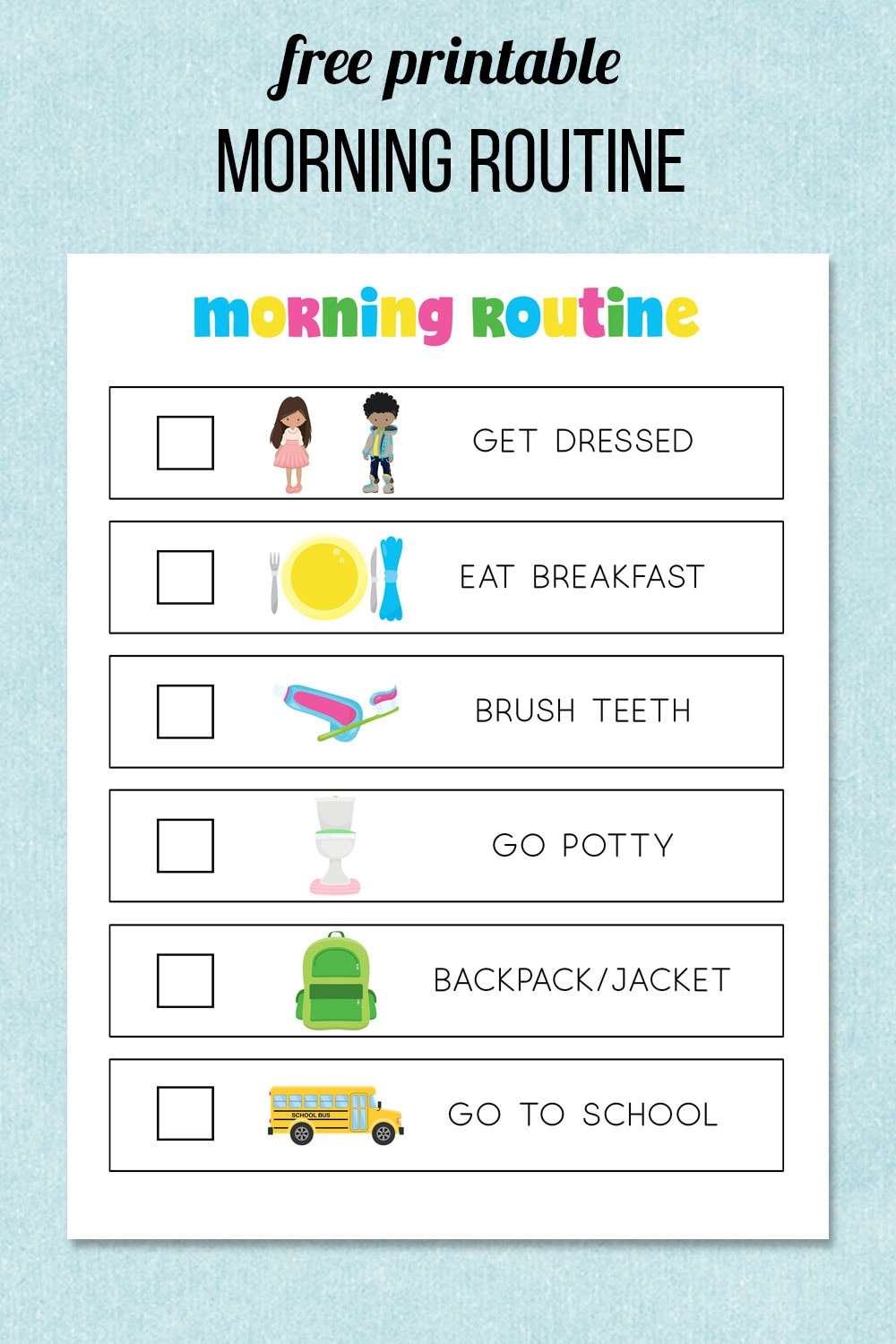 Morning Routine Printable with Free Morning Routine Printable