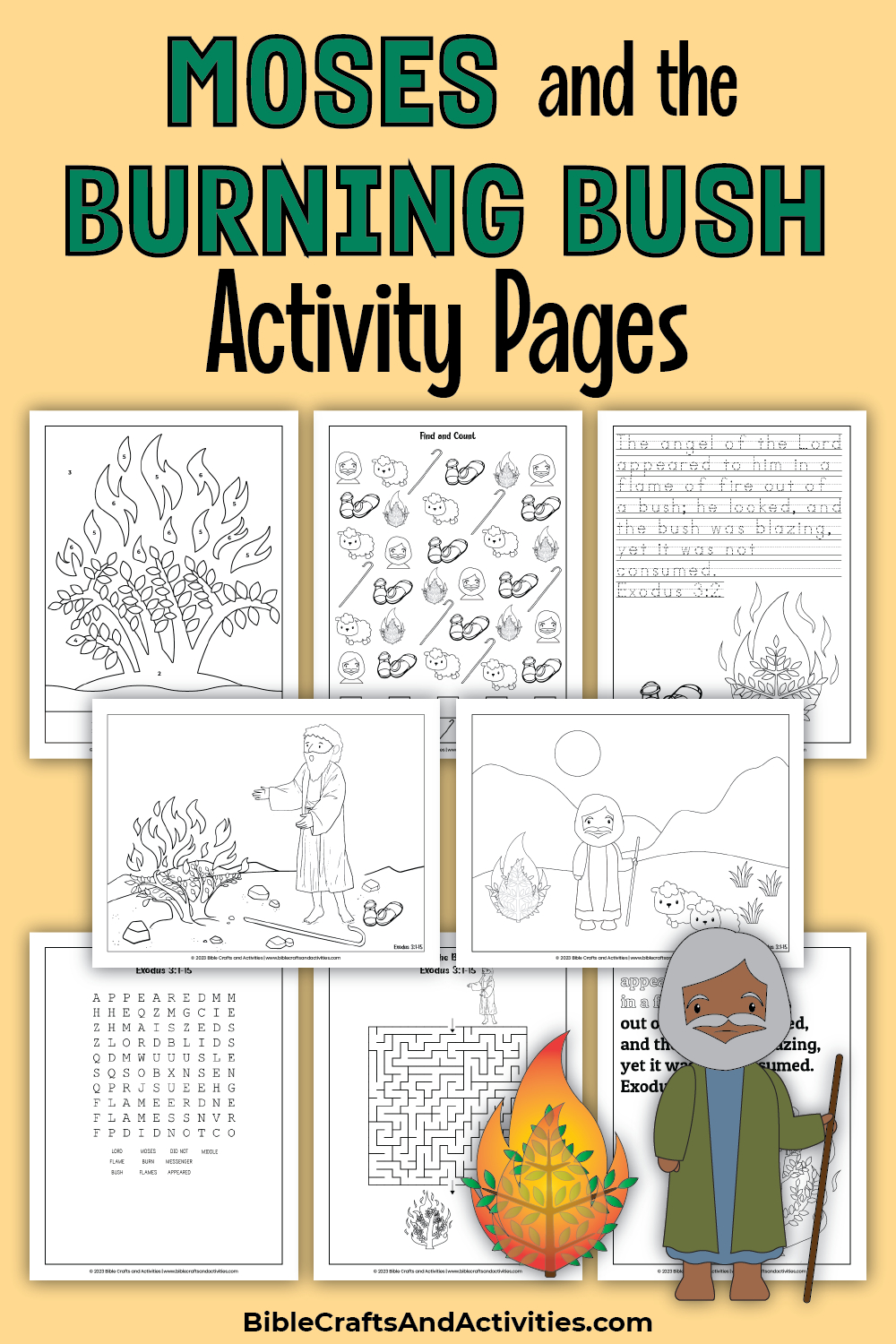 Moses And The Burning Bush | Exodus 3:1-15 - Bible Crafts And with regard to Moses And The Burning Bush Printable Activities