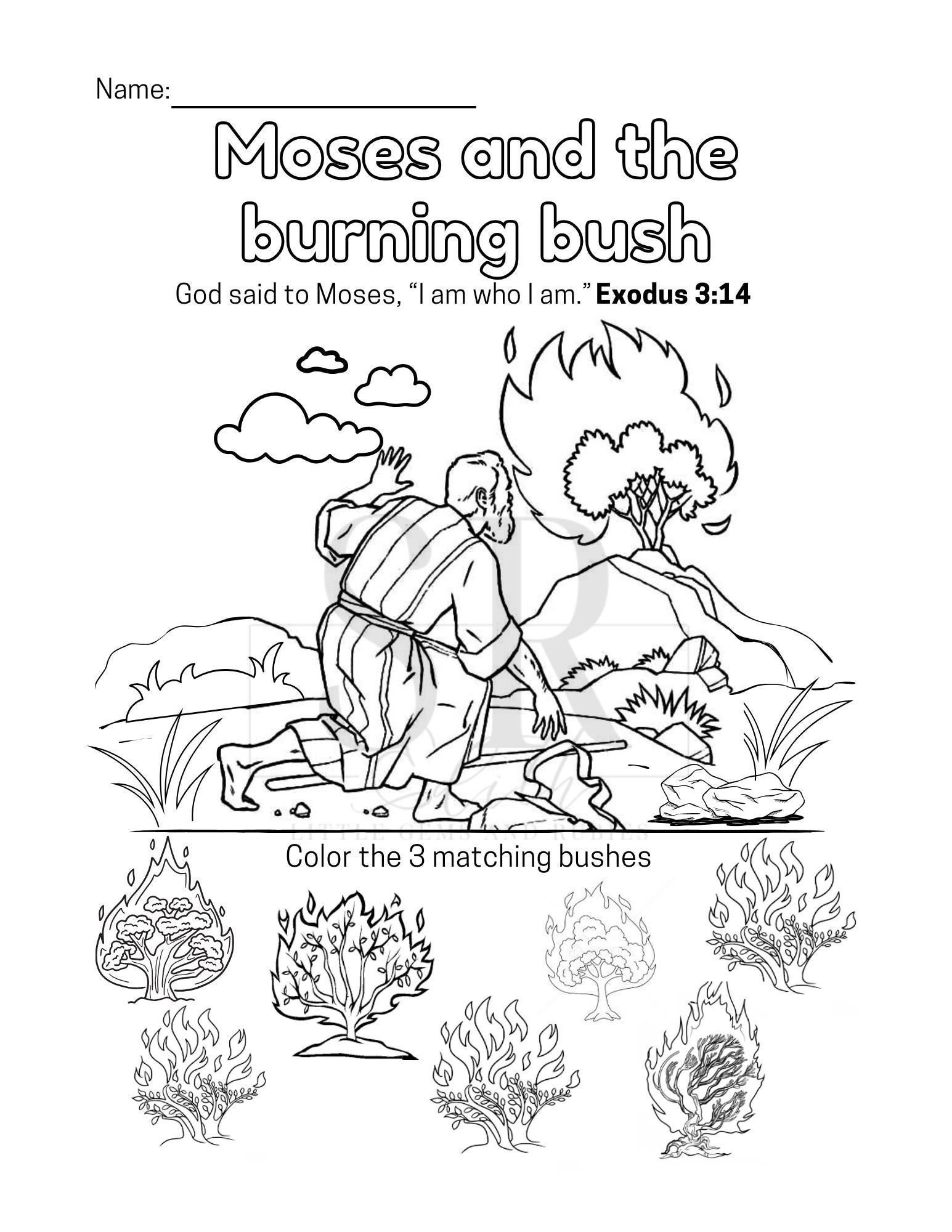 Moses And The Burning Bush Worksheet. Sunday School Activity Sheet in Moses And The Burning Bush Printable Activities