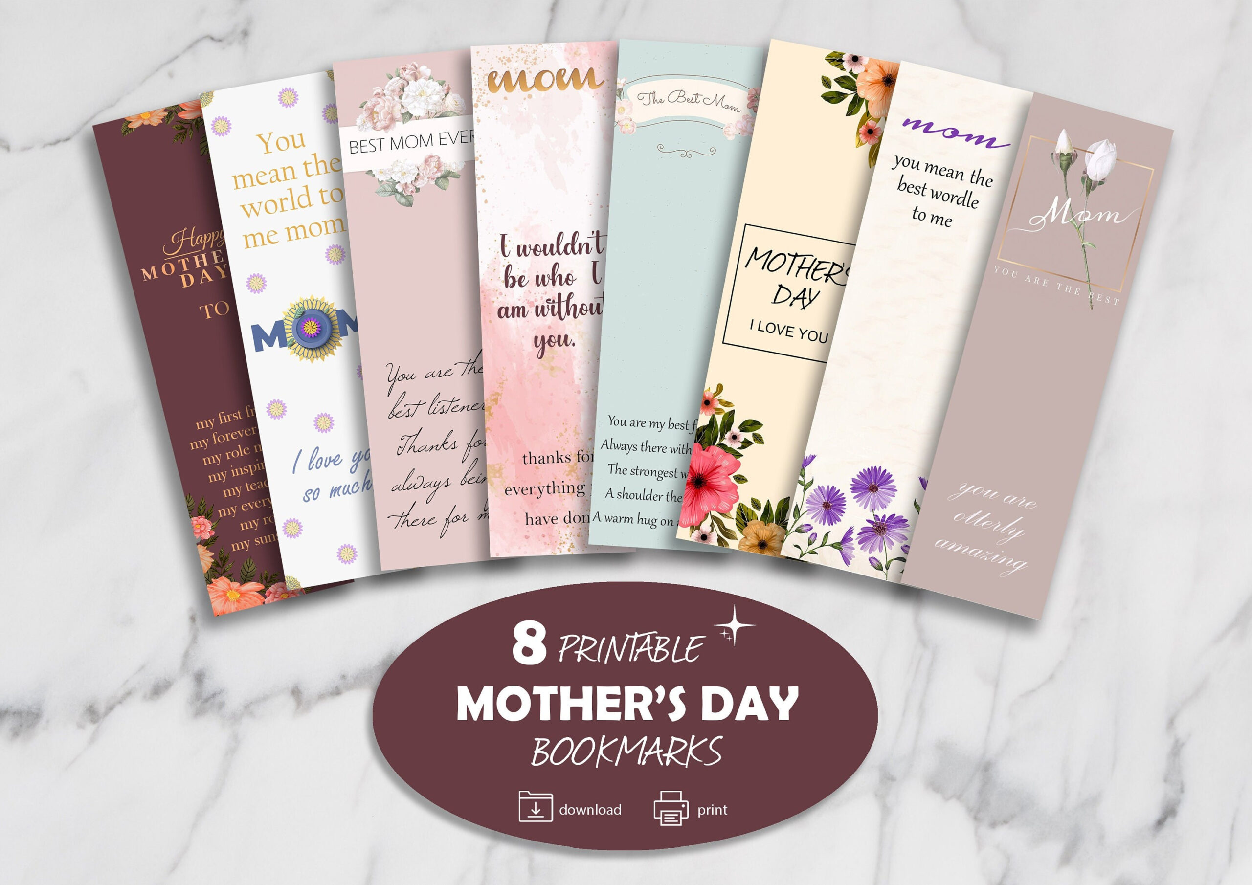 Mother&amp;#039;S Day Bookmark, Printable Bookmarks Set, Mother&amp;#039;S Day Gift within Free Printable Mother&amp;#039;S Day Bookmark