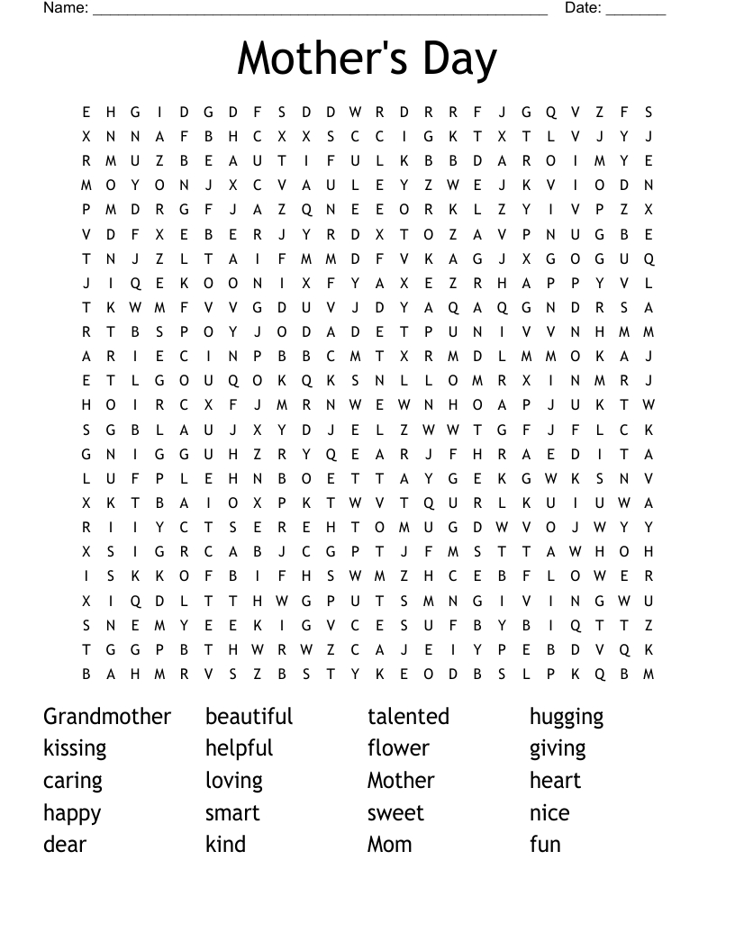 Mother&amp;#039;S Day Word Search - Wordmint pertaining to Mother&amp;#039;S Day Crossword Puzzles Printable