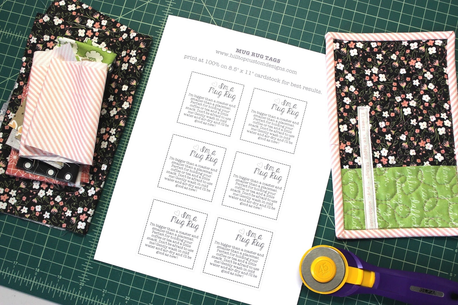 Mug Rug Printable Tags | Amista Baker within Mug Rug Poem Free Printable