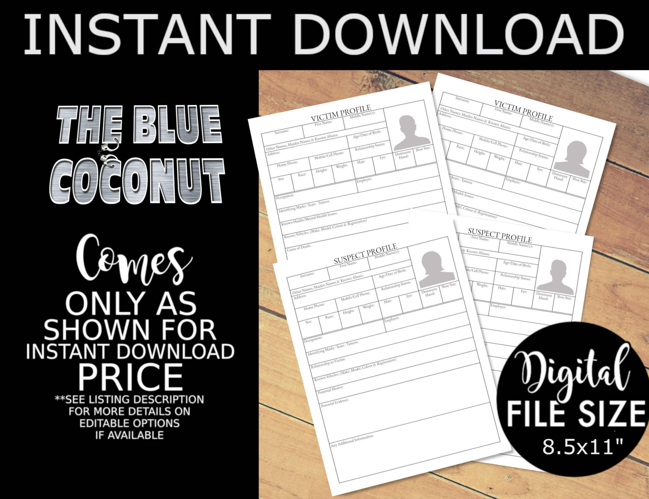Murder Mystery, Cold Case File, Suspect And Victim Profile Forms with Free Printable Unsolved Case Files