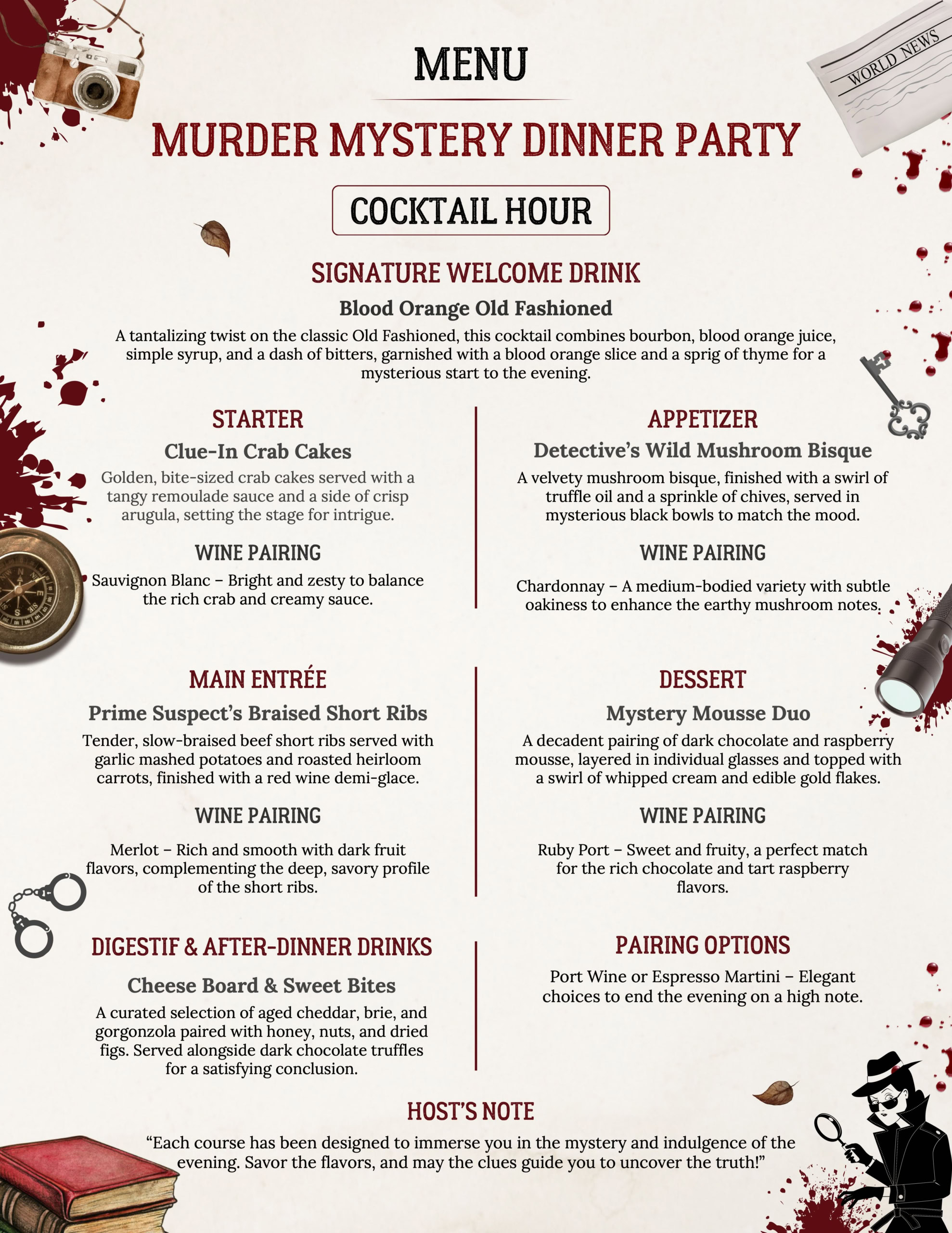 Murder Mystery Party Templates: Editable Game Invitations with regard to Mystery Dinner Menu Printable