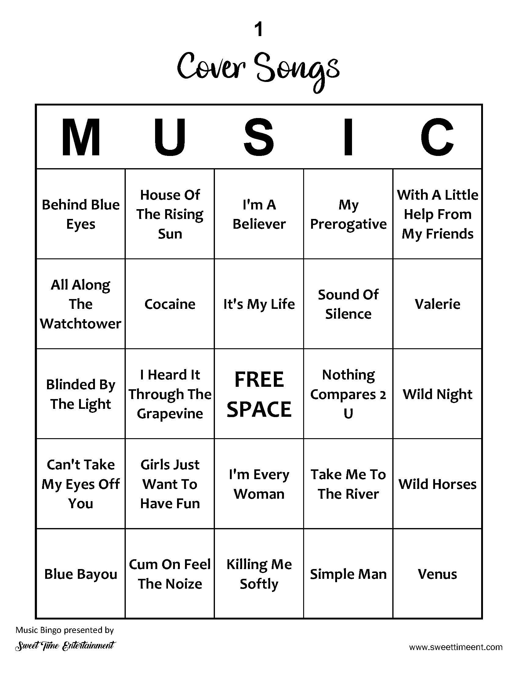 Musik Bingo - Cover Songs, 100 Bingo Karten, 75 Song Playlist intended for Music Bingo Cards and Playlist