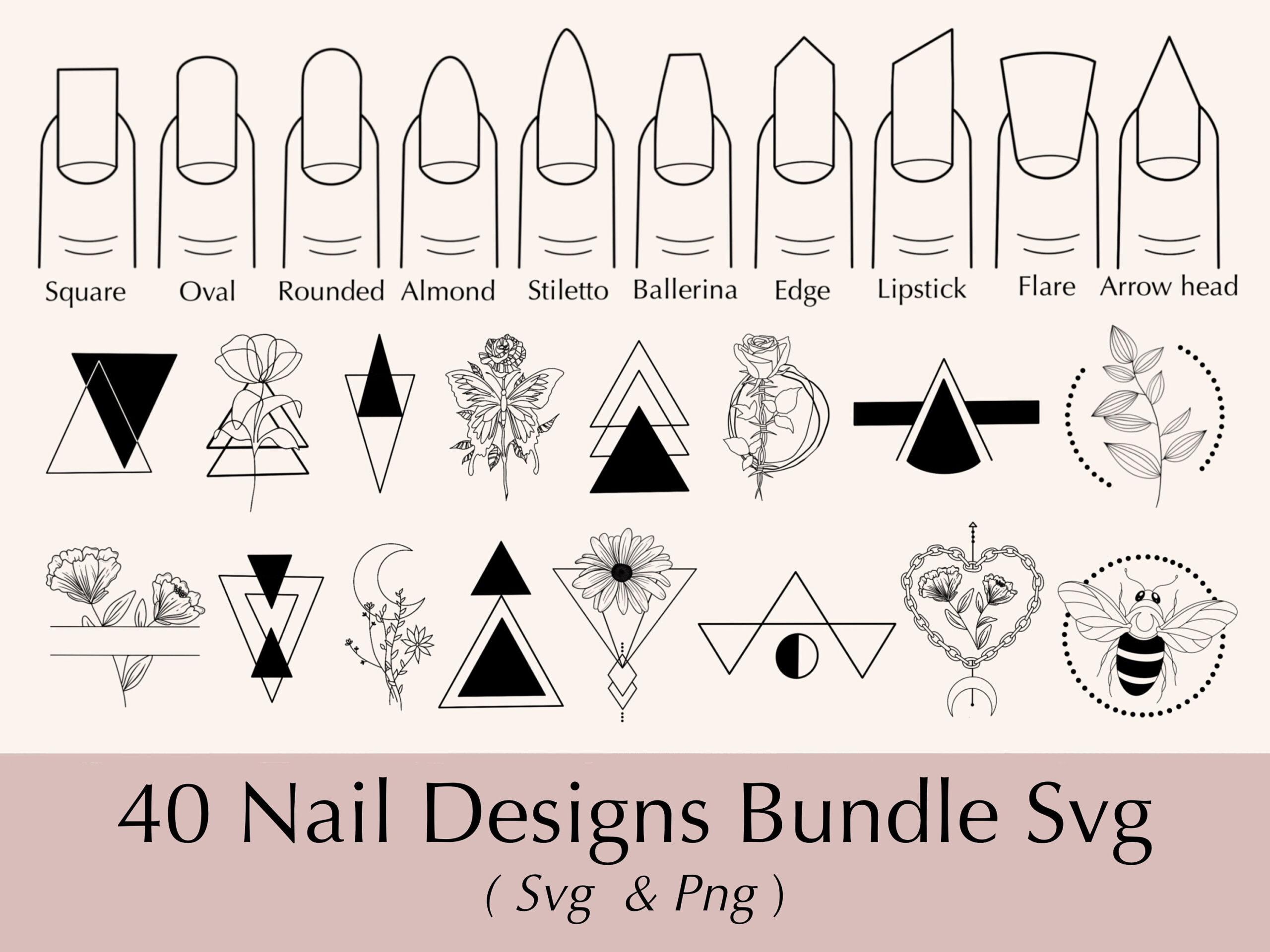 Nail Design Svg | Tattoo Svg | Floral Svg | Geometric Svg pertaining to Free Printable Cricut Nail Decals