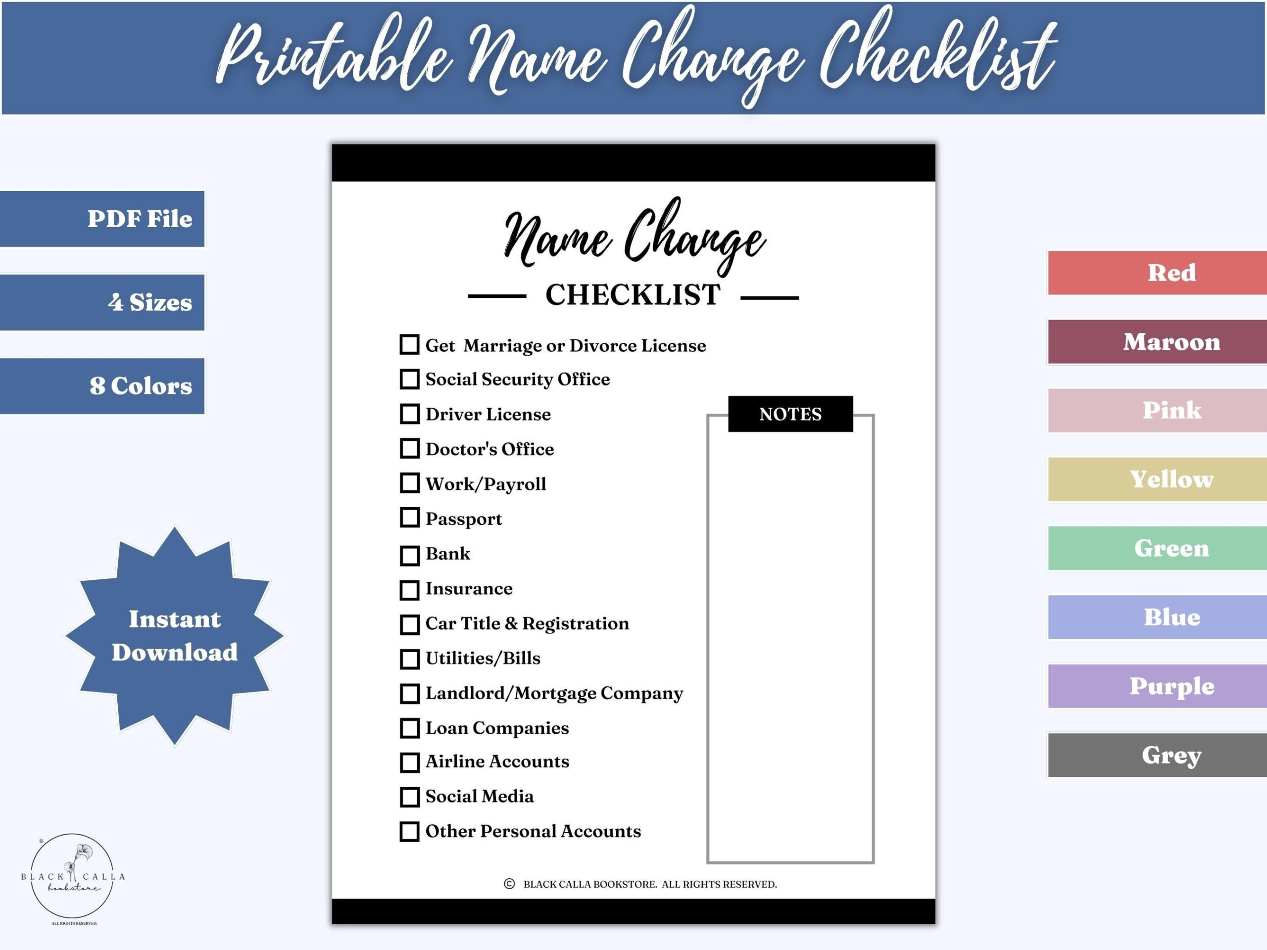 Name Change Checklist - Printable, Printable Name Changing pertaining to Divorce Name Change Checklist Printable