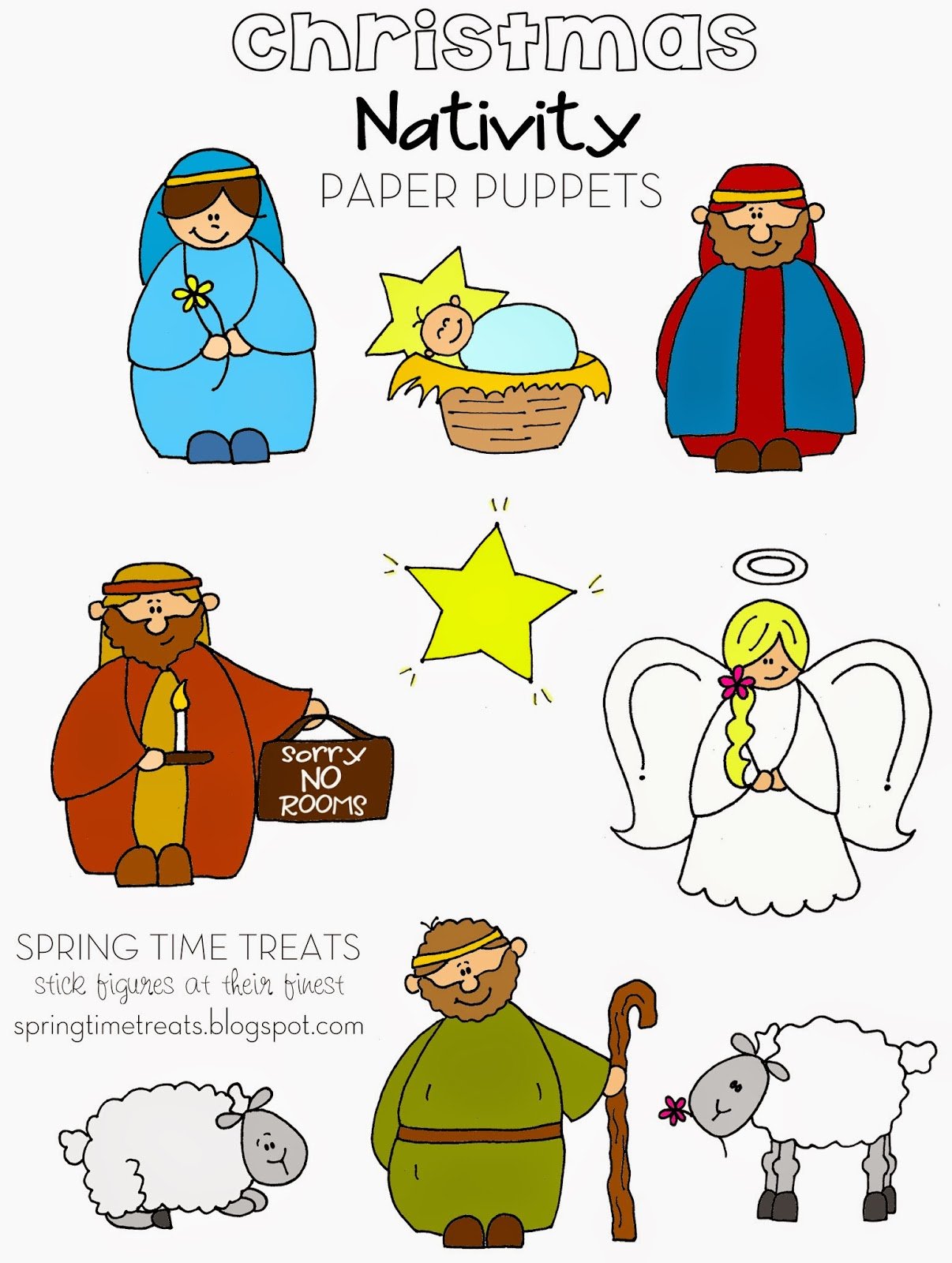 Nativity Paper Puppets - Free Printables | Spring Time Doodles with regard to Free Printable Nativity Set