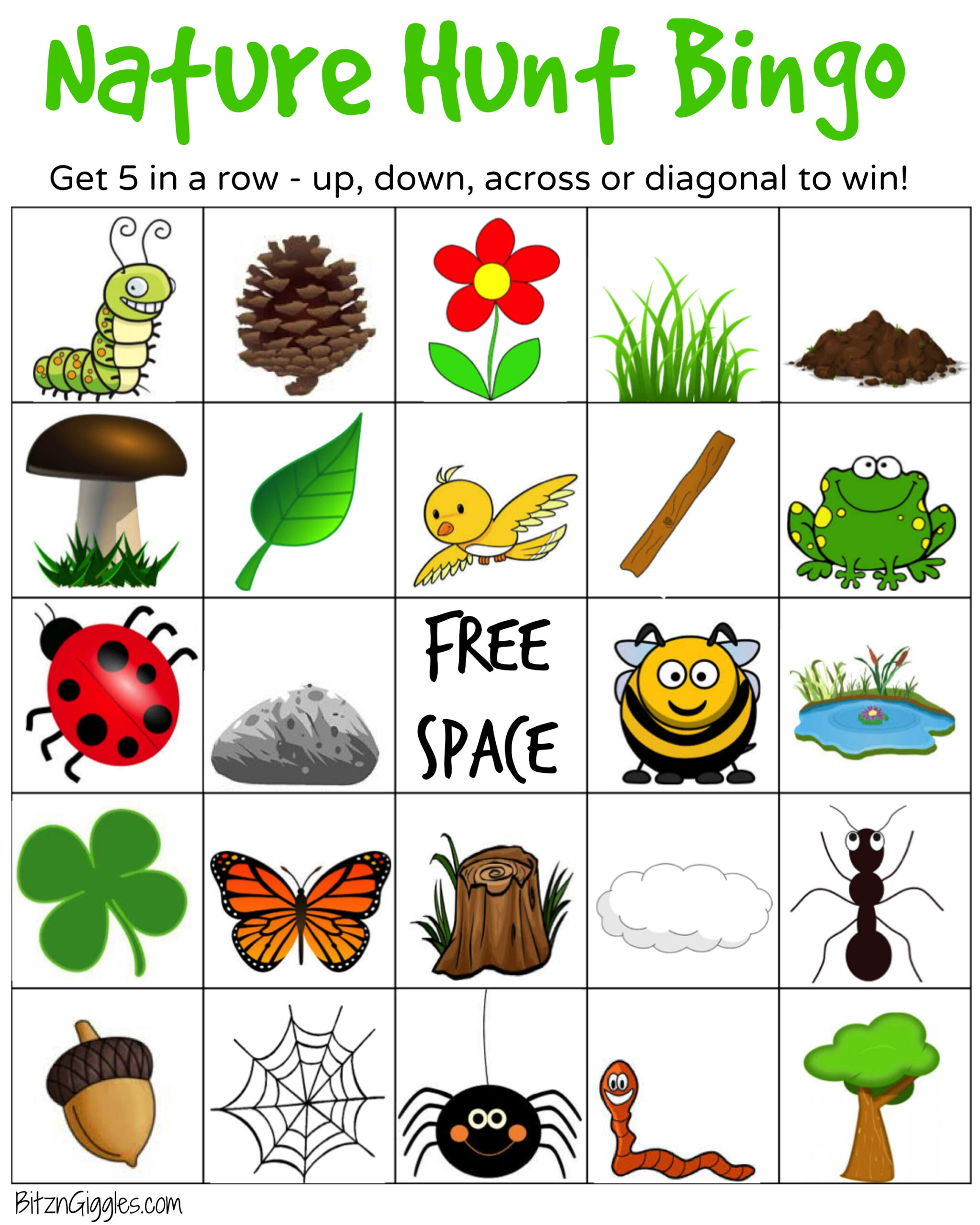 Nature Bingo! - Tree House Learning within Nature Walk Bingo Printable Free