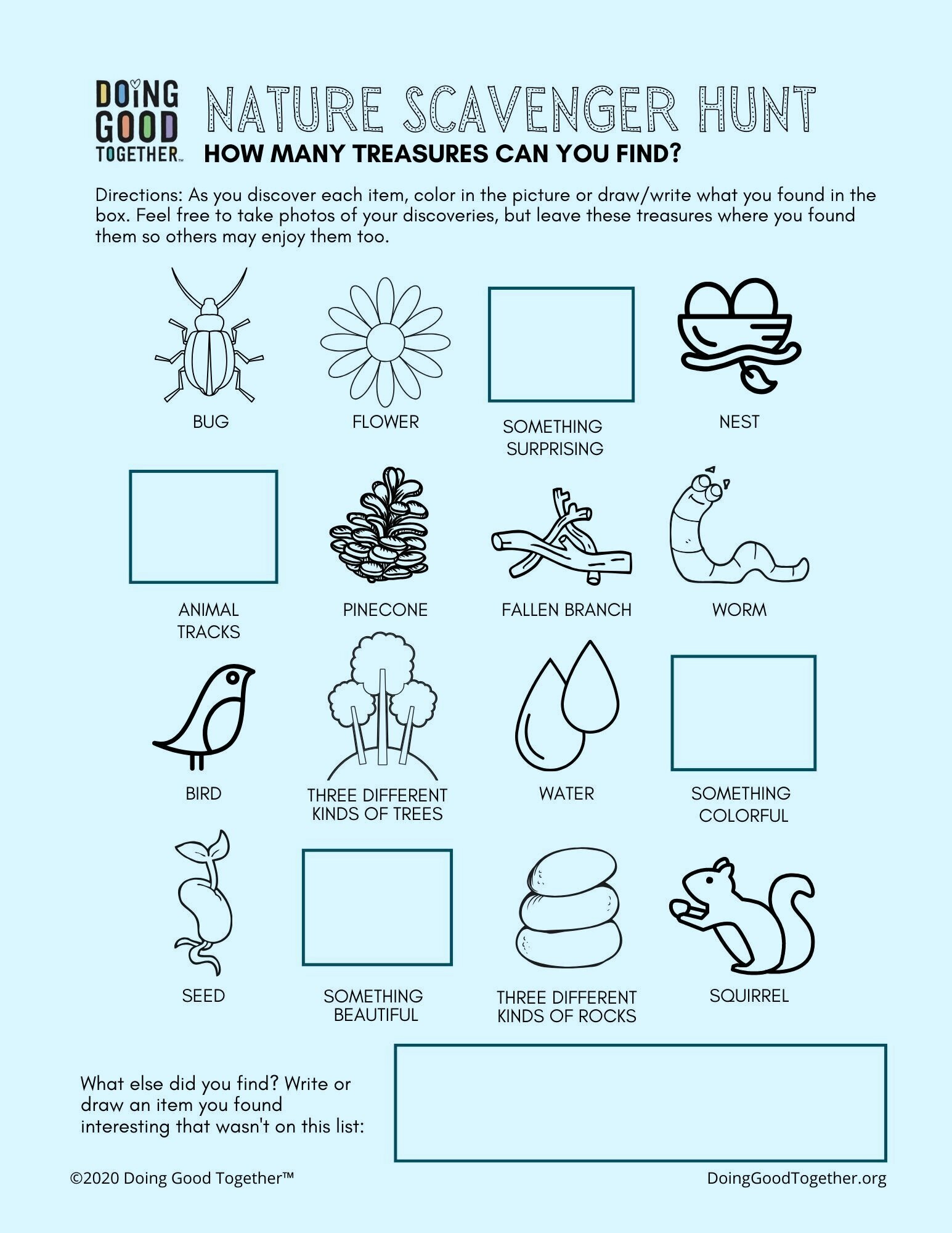 Nature Scavenger Hunt For Kids | Free Printable — Doing Good Together™ pertaining to Forest Scavenger Hunt Printable Free