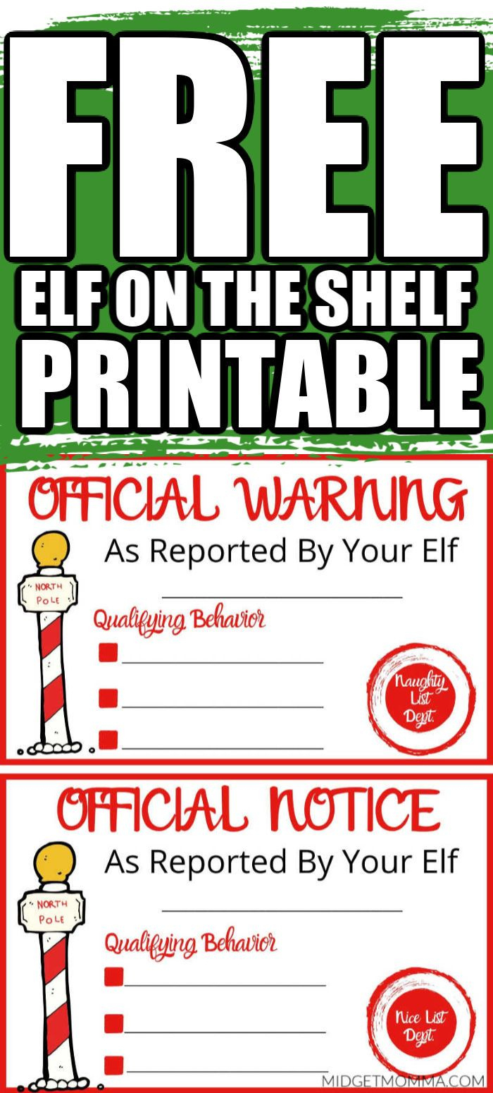 Naughty Or Nice Notice Elf On The Shelf Printable with Elf on the Shelf Naughty Or Nice List Free Printable