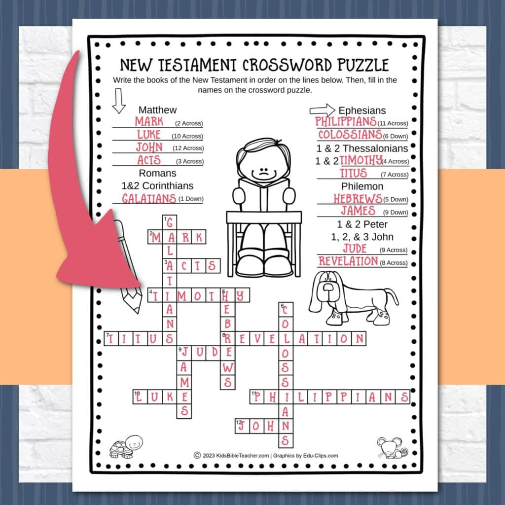New Testament Crossword Books Of The Bible Puzzle For Kids pertaining to Free Printable Biblical Crossword Puzzles