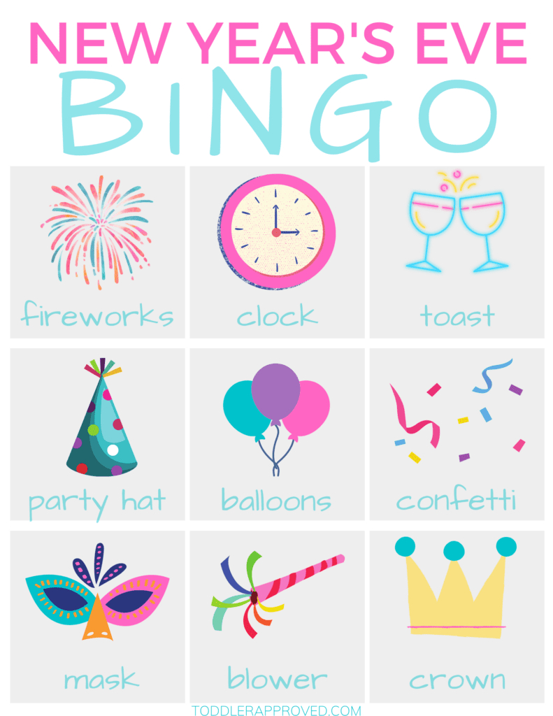 New Year&amp;#039;S Eve Bingo Game For Kids - Toddler Approved throughout New Year&amp;#039;S Bingo Cards