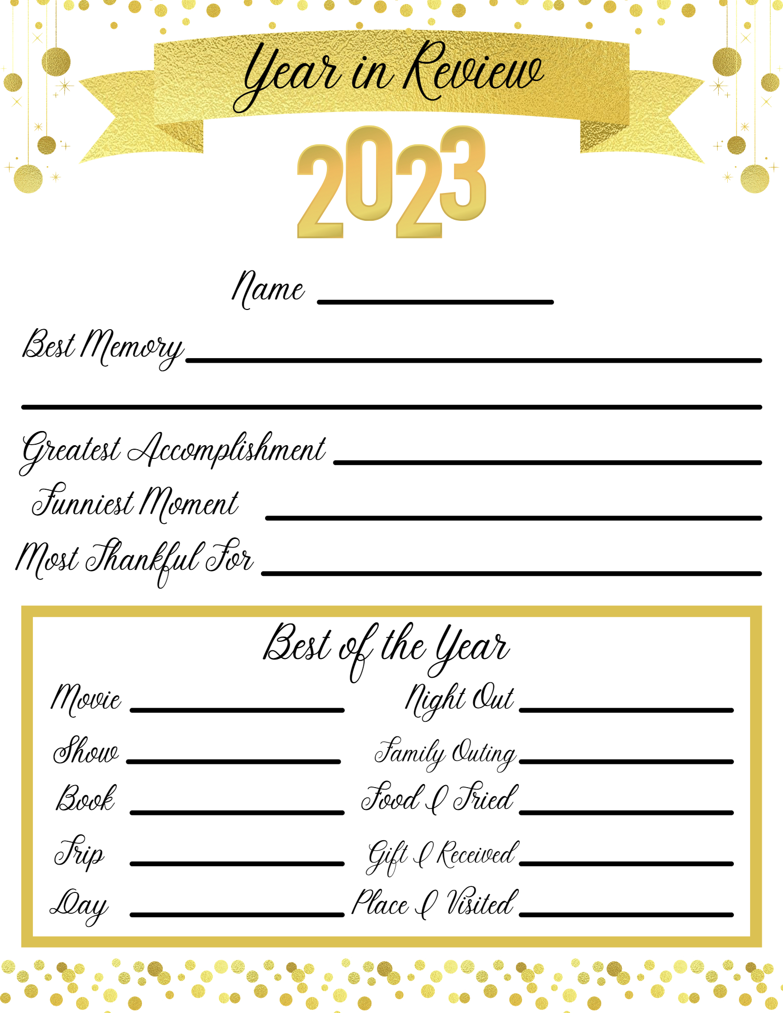 New Year&amp;#039;S Free Printables: Year In Review &amp;amp; Resolutions Pages in 2022 Year in Review Printable