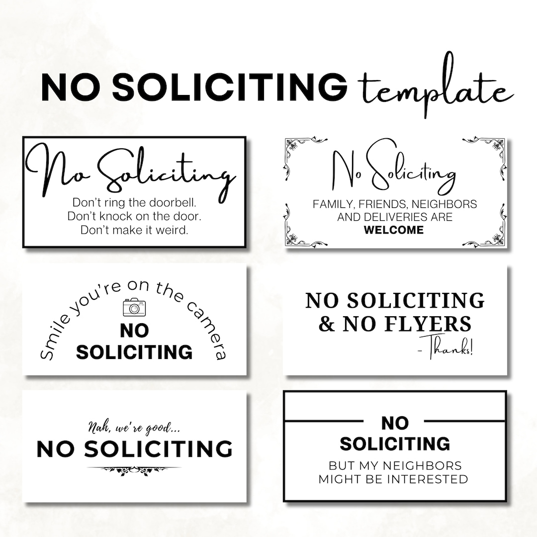 No Soliciting Sign Template, Editable &amp;amp; Printable 6 Signs Svg pertaining to Free Printable Funny No Soliciting Sign Printable