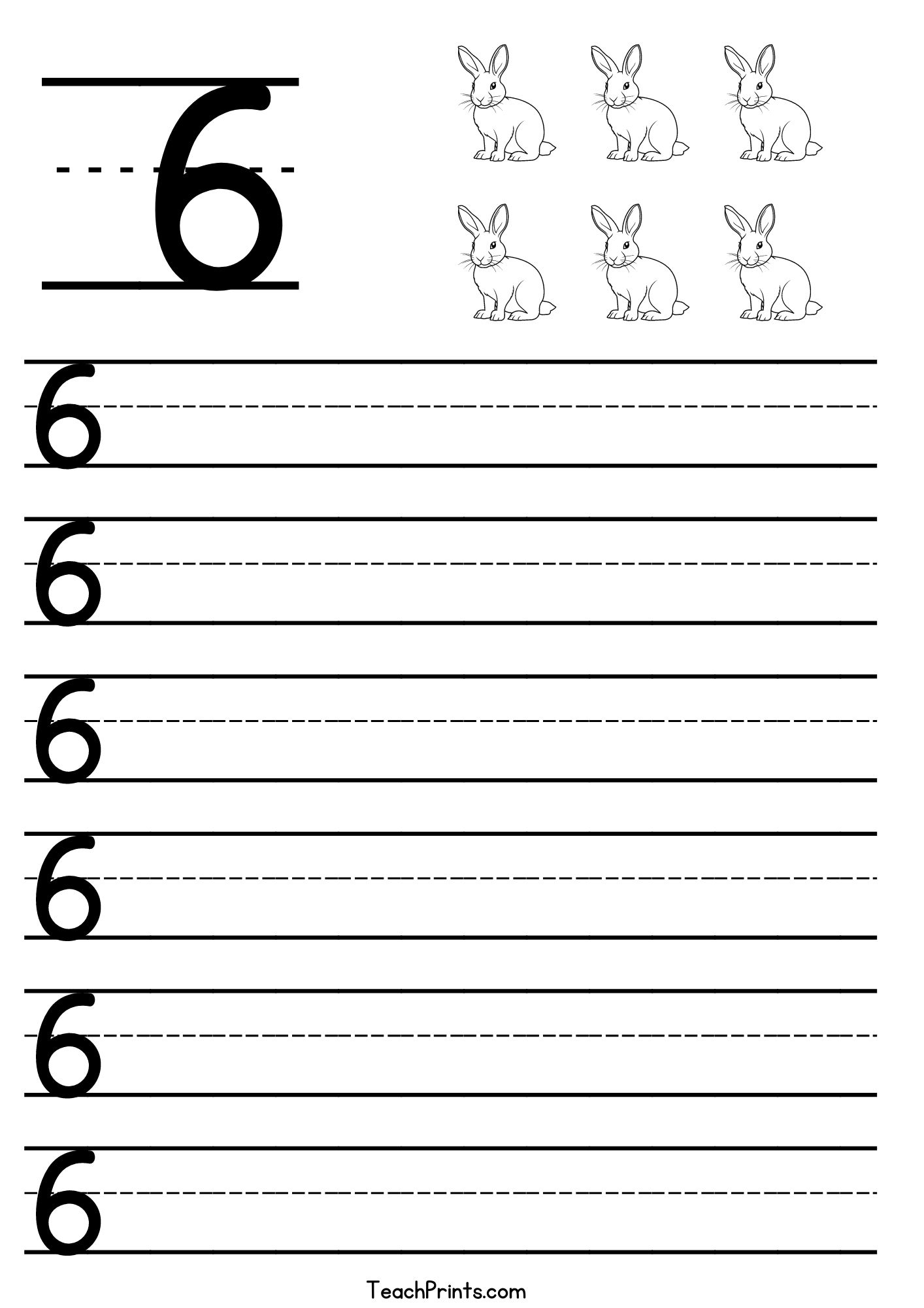 Number 6 Tracing Worksheets - Free Printables - Teach Prints with Number Six Worksheet Printable