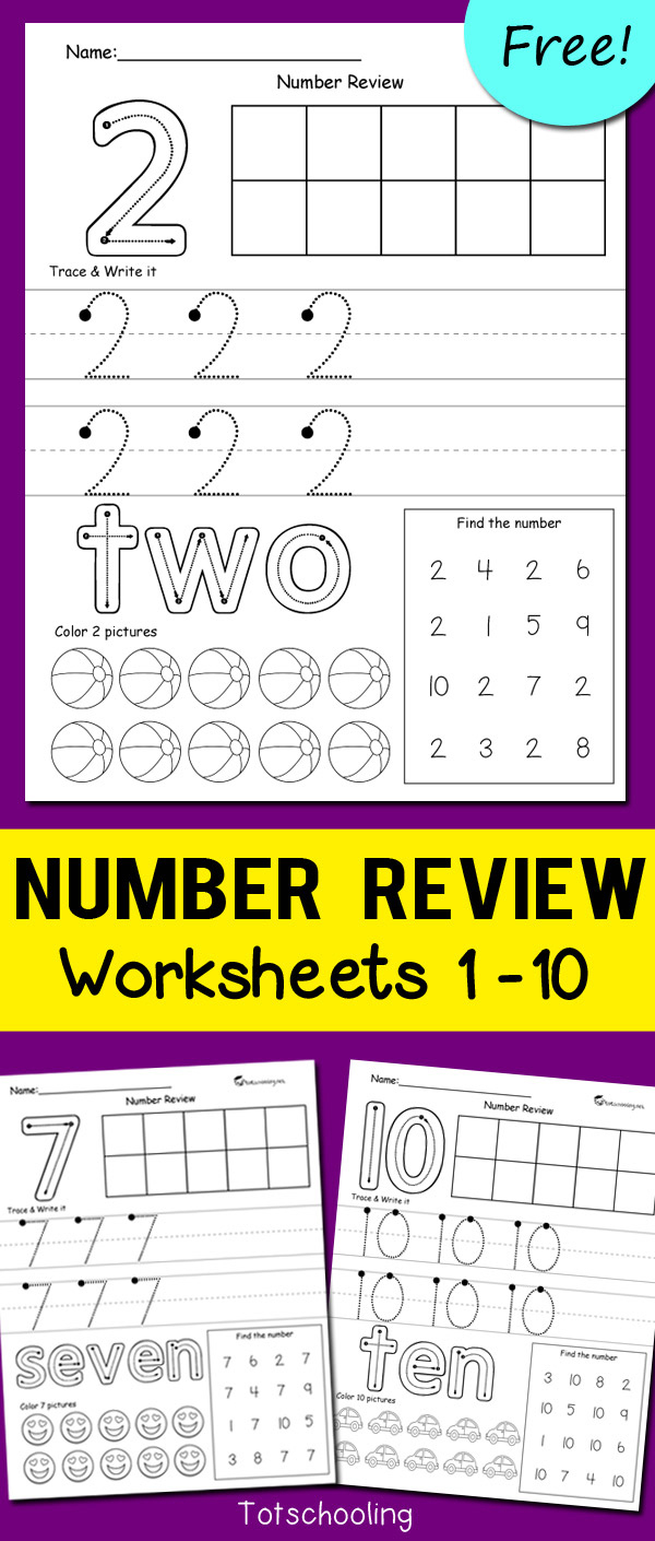 Number Review Worksheets | Totschooling - Toddler, Preschool in Totschooling Net Free Printables