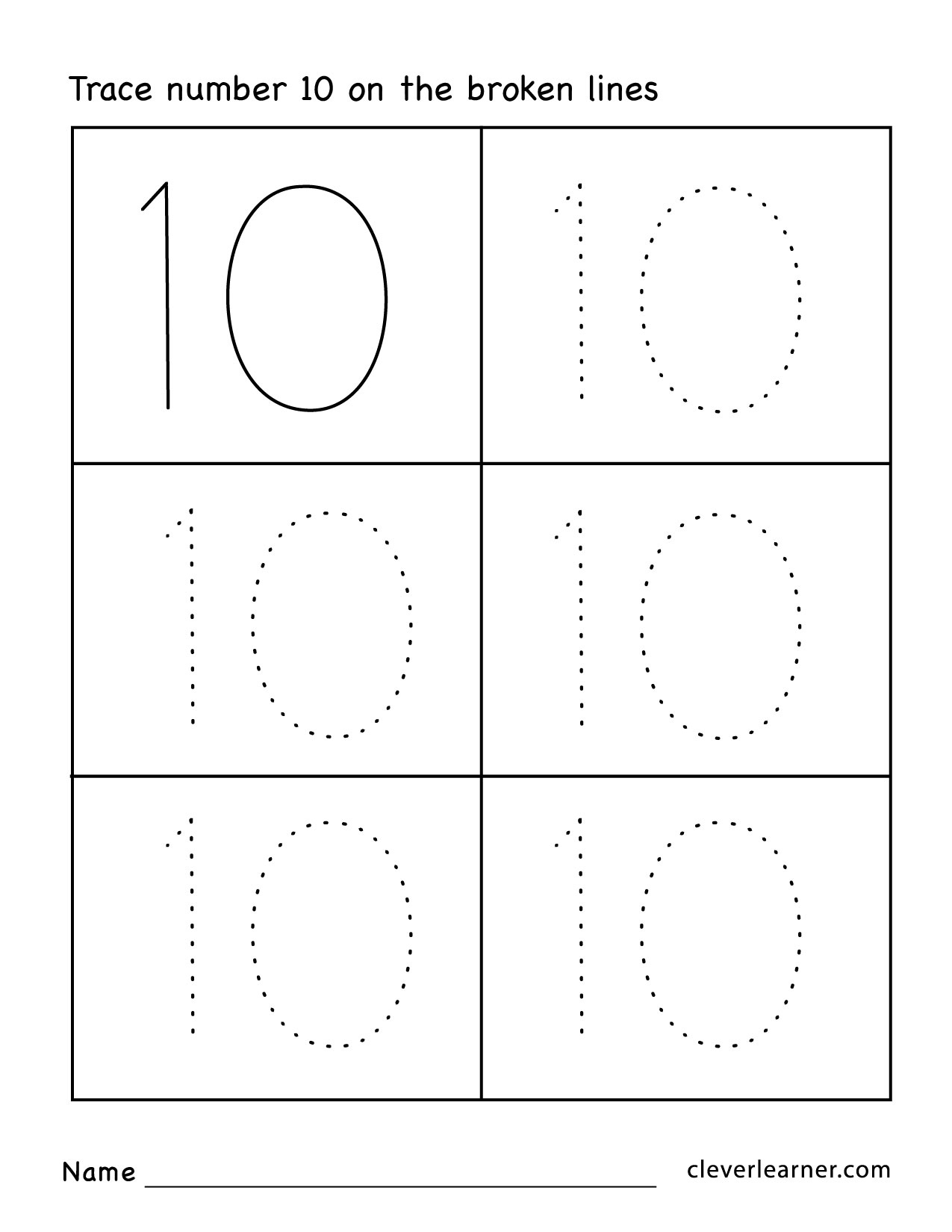 Number Ten Writing, Counting And Identification Printable intended for Number Ten Worksheet Printable