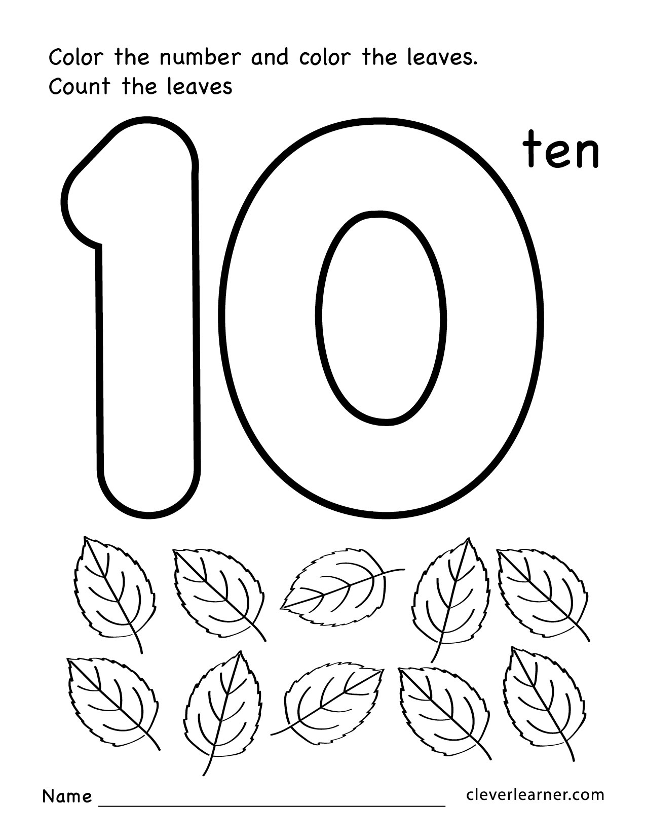 Number Ten Writing, Counting And Identification Printable intended for Number Ten Worksheet Printable