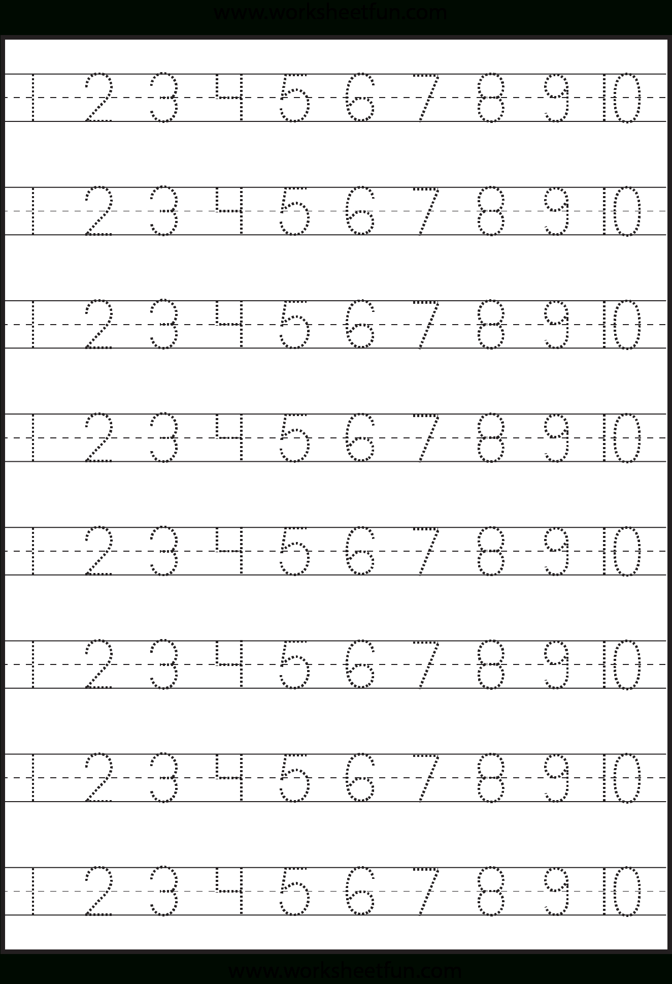 Number Tracing – 1-10 – Worksheet / Free Printable Worksheets pertaining to Traceable Numbers Worksheet Printable