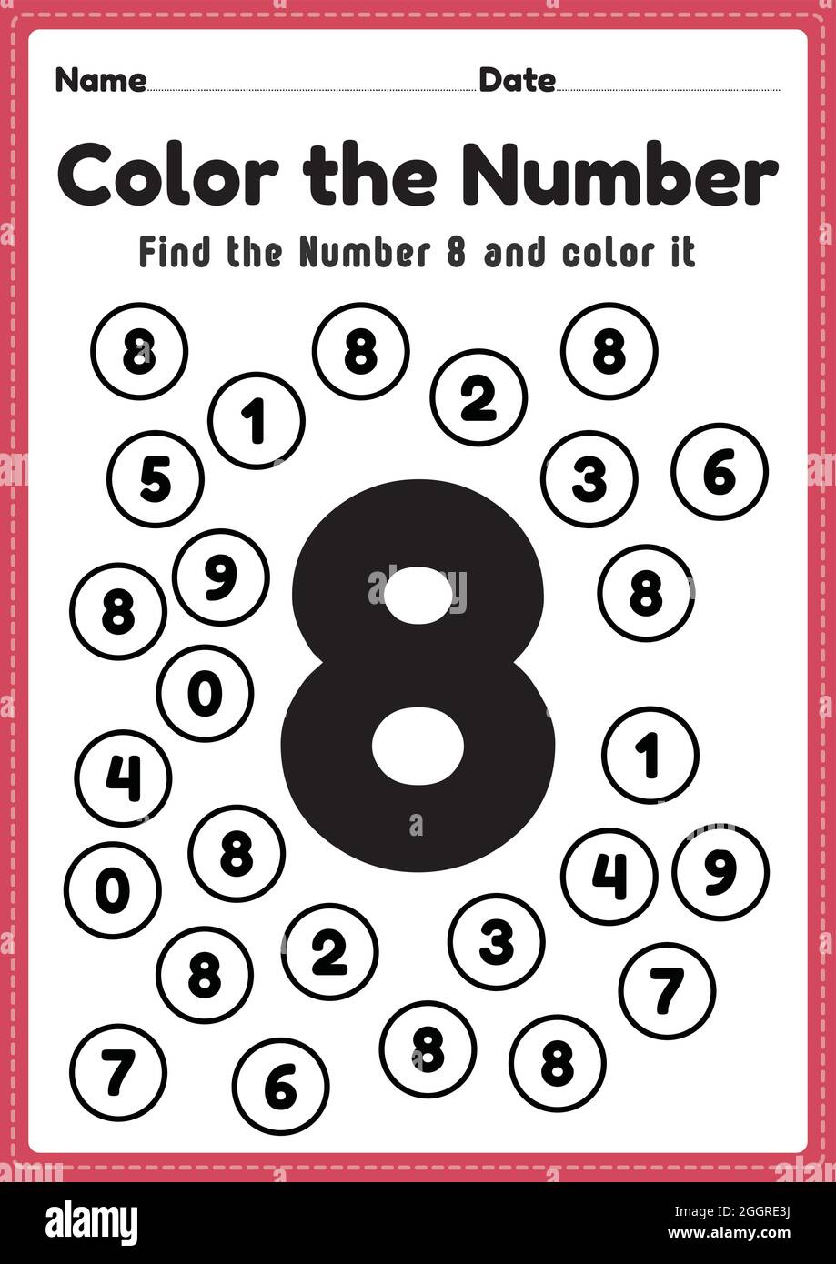 Number Worksheets For Kindergarten, Number 8 Coloring Math for Number Eight Worksheet Printable