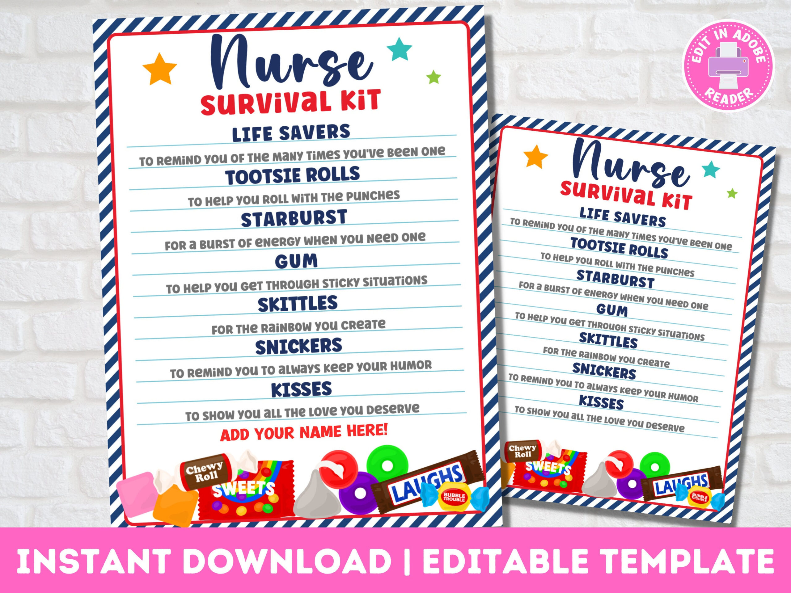 Nurse Appreciation Printable Survival Kit Tag - Emergency Treat pertaining to Free Printable Nursing Survival Kit Template