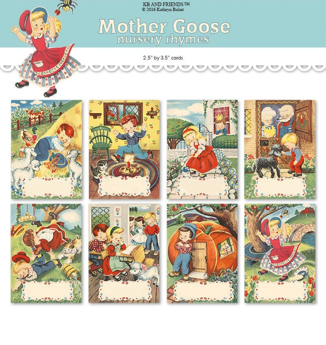 Nursery Rhyme Atc Aceo Cards / Printable Cards / Mother Goose with Printable Mother Goose Nursery Rhymes