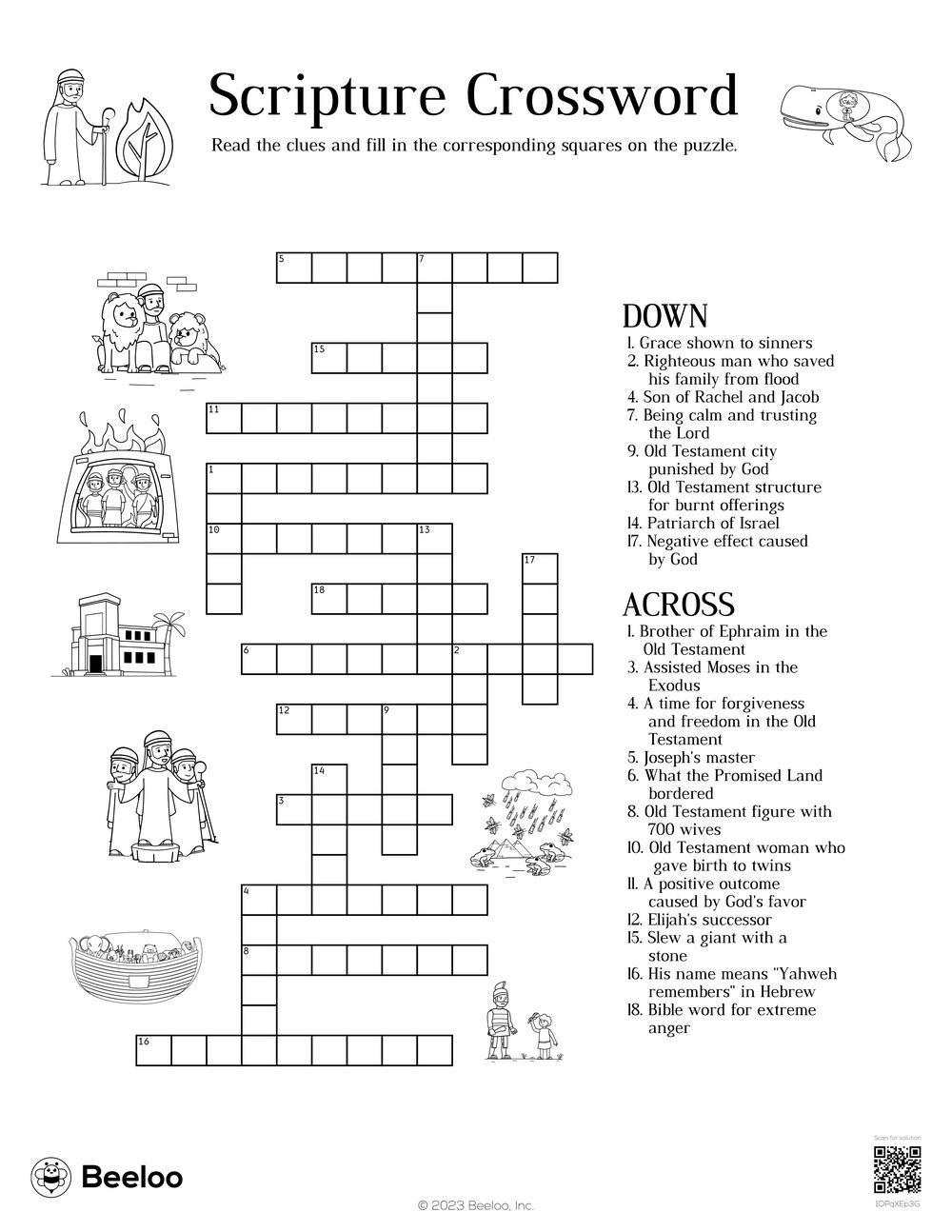 Old Testament-Themed Crossword Puzzles • Beeloo Printable Crafts for Printable Bible Crossword