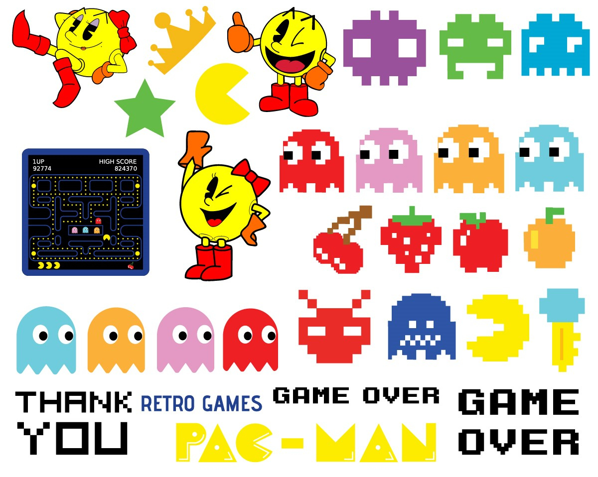 Pacman Svg | Ms Pac Man Vector Clipart&amp;#039;S - Pixelated Game Svg in Printable Pac Man Characters
