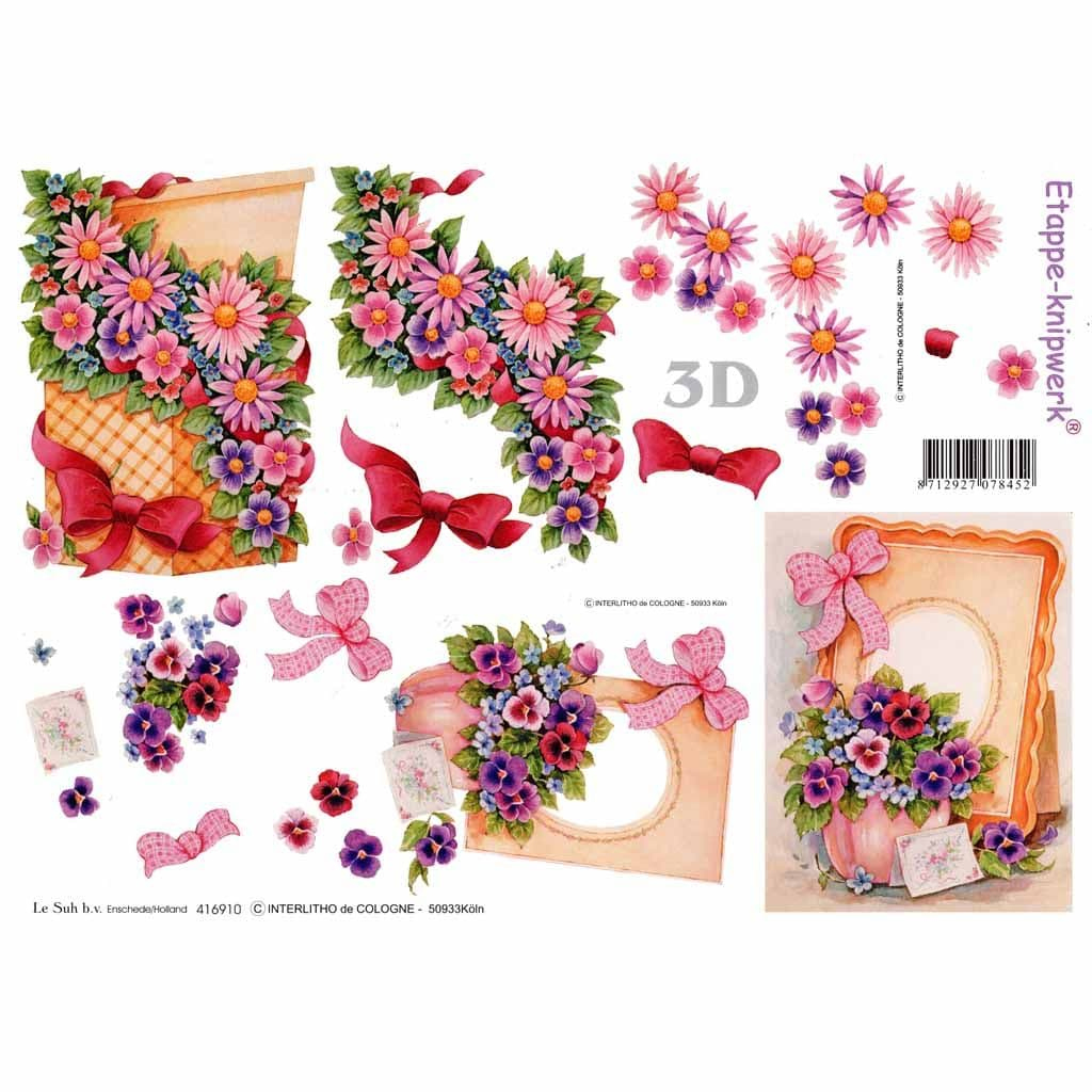 Pansy Flowers &amp;amp; Frames 3D Decoupage Paper Craft Sheet within Free 3D Decoupage Sheets Printables