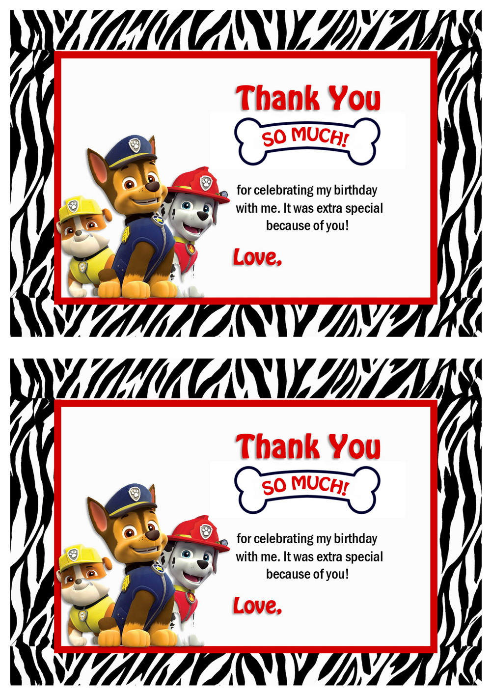 Paw Patrol Thank You Cards – Birthday Printable - Worksheets Library for Free Printable Paw Patrol Thank You Tags